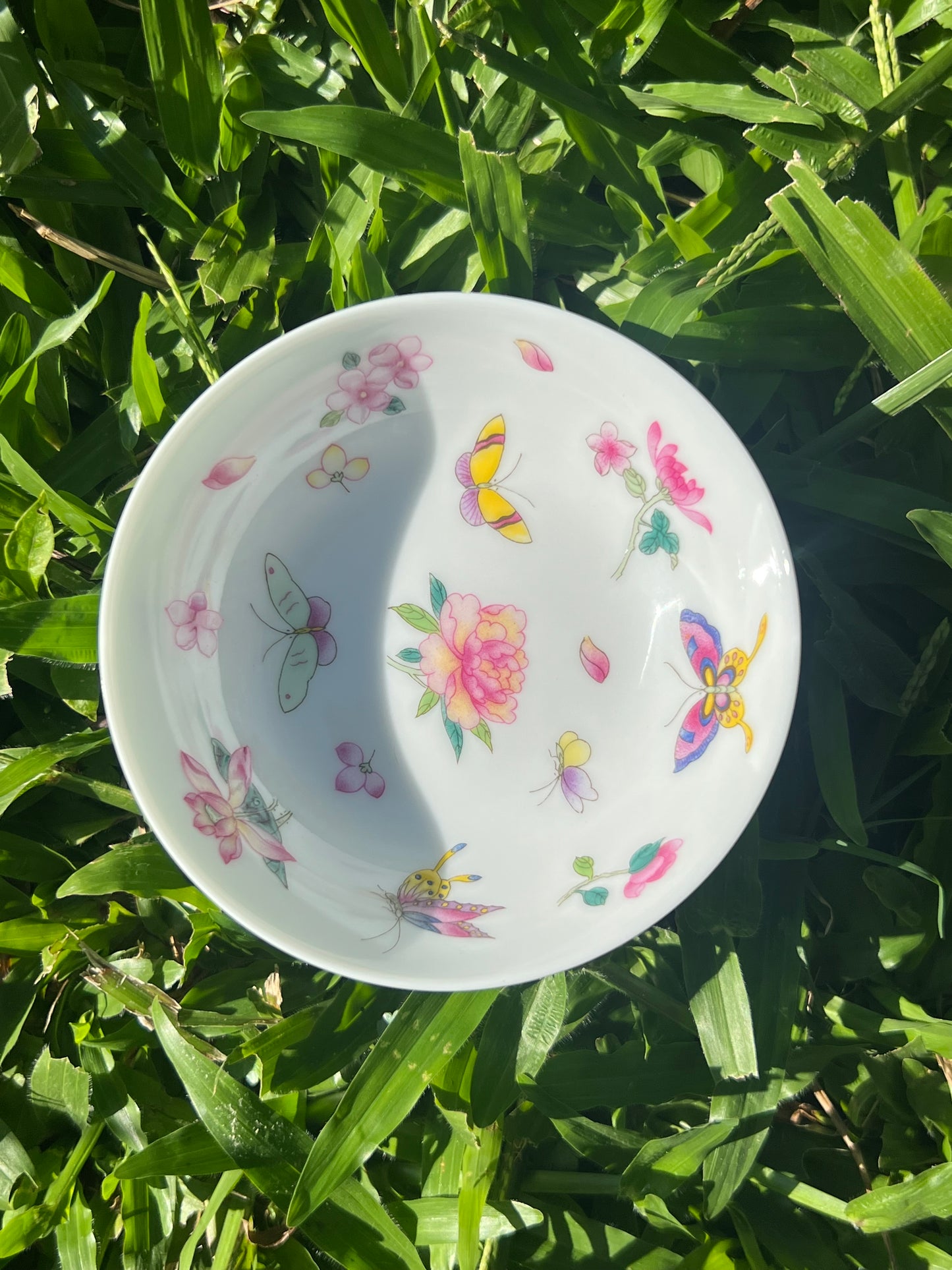 Handpainted Chinese Flowers Butterfly Enamel Teacup Jingdezhen Master Ceramic Artwork