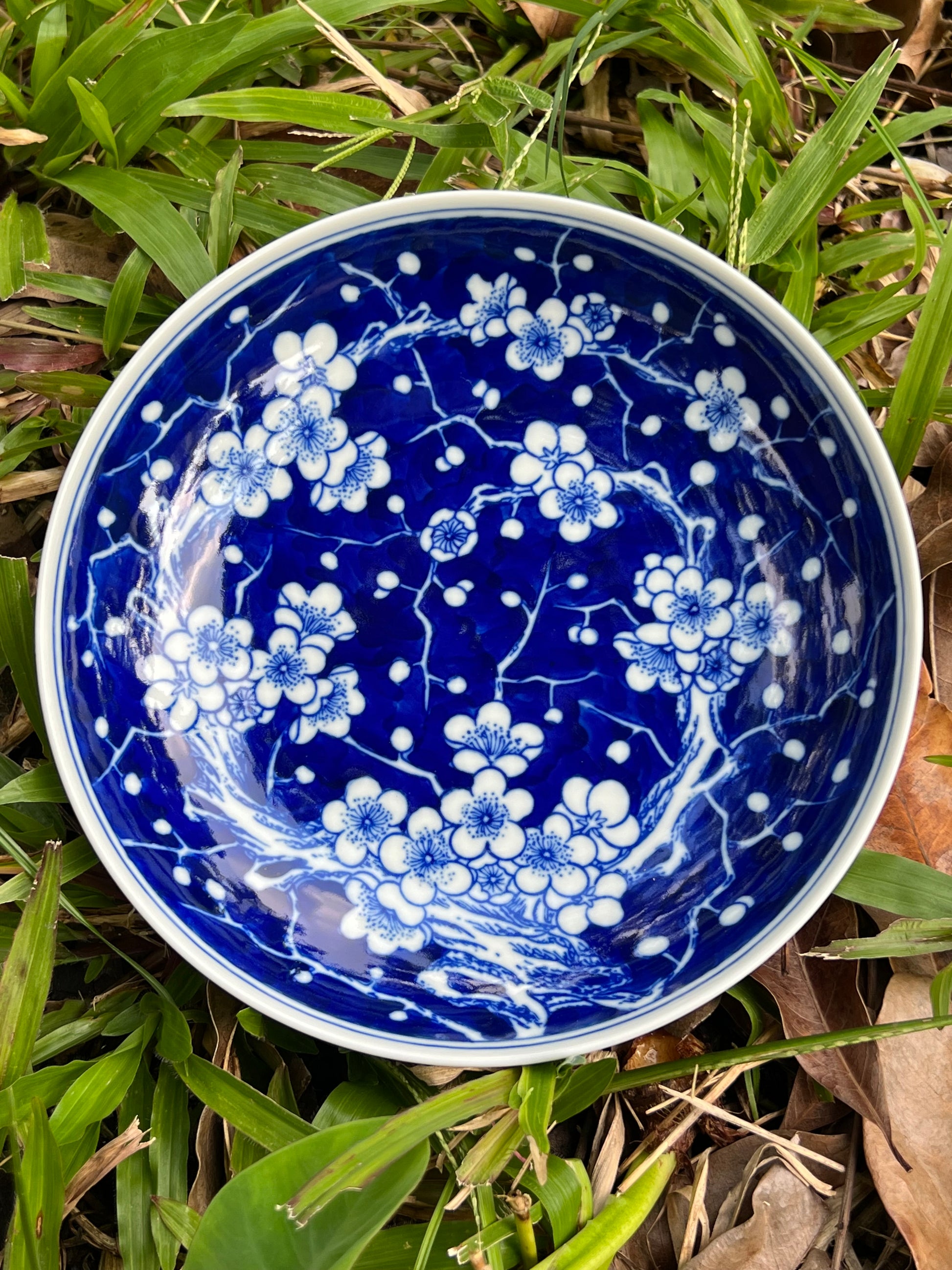 This is Chinese Jingdezhen blue and white porcelain tea tray. This is a ceramic tea boat