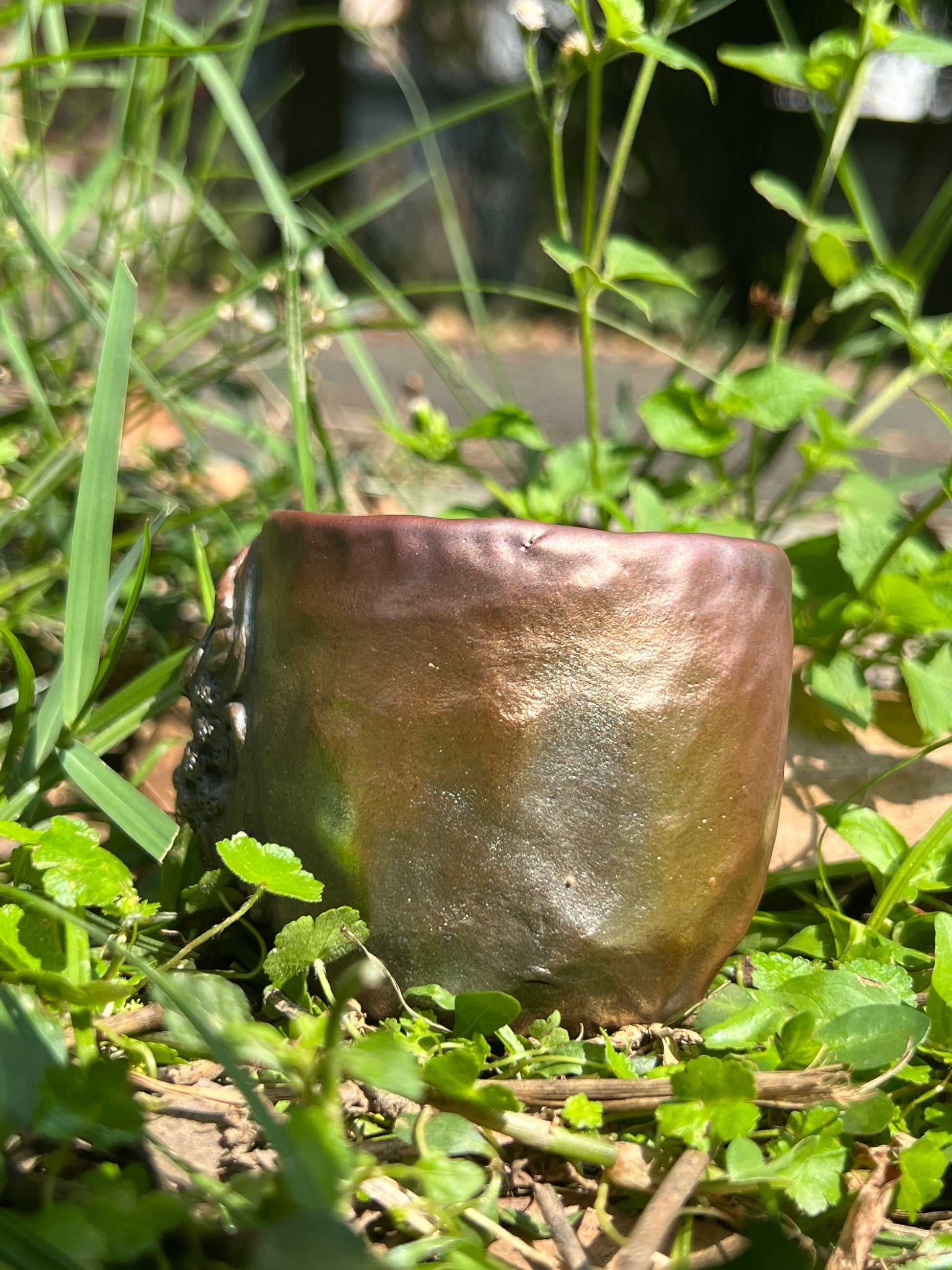 This is a woodfired tietai pottery teacup