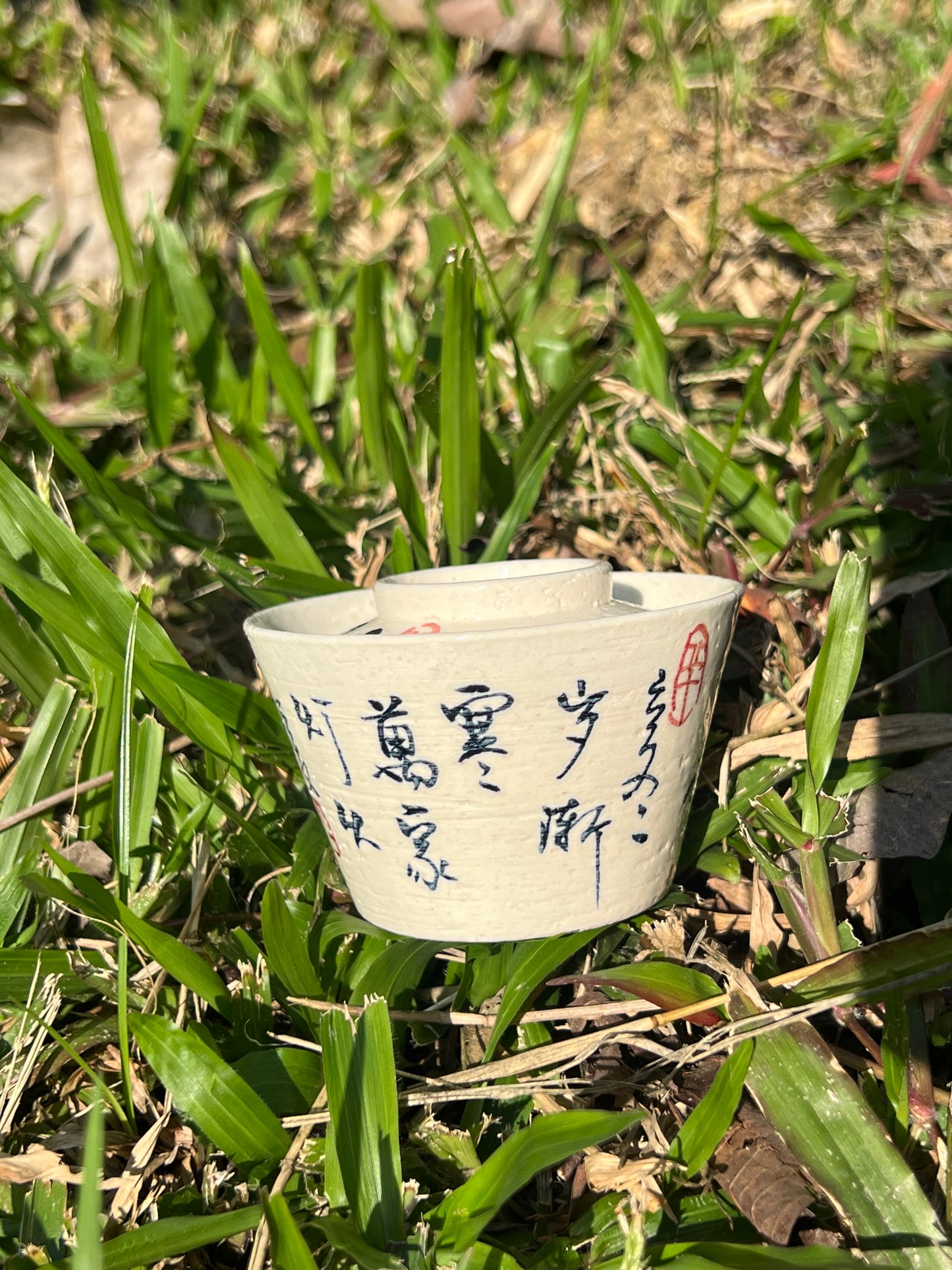 Handpainted Chinese Gongfu Tea Pattern White Fine Pottery Gaiwan Jingdezhen Master Pottery Artwork