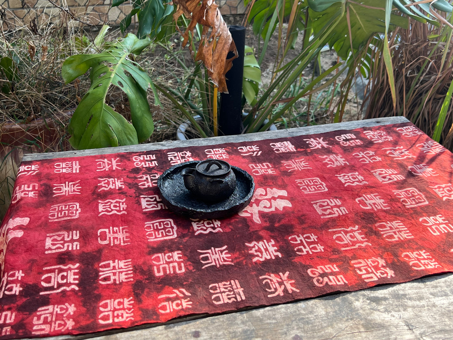 Hand Dyed Natural Dyed Tea Tablr Cloth Pure Cotton Red Tea Mat Chabu Chaxi