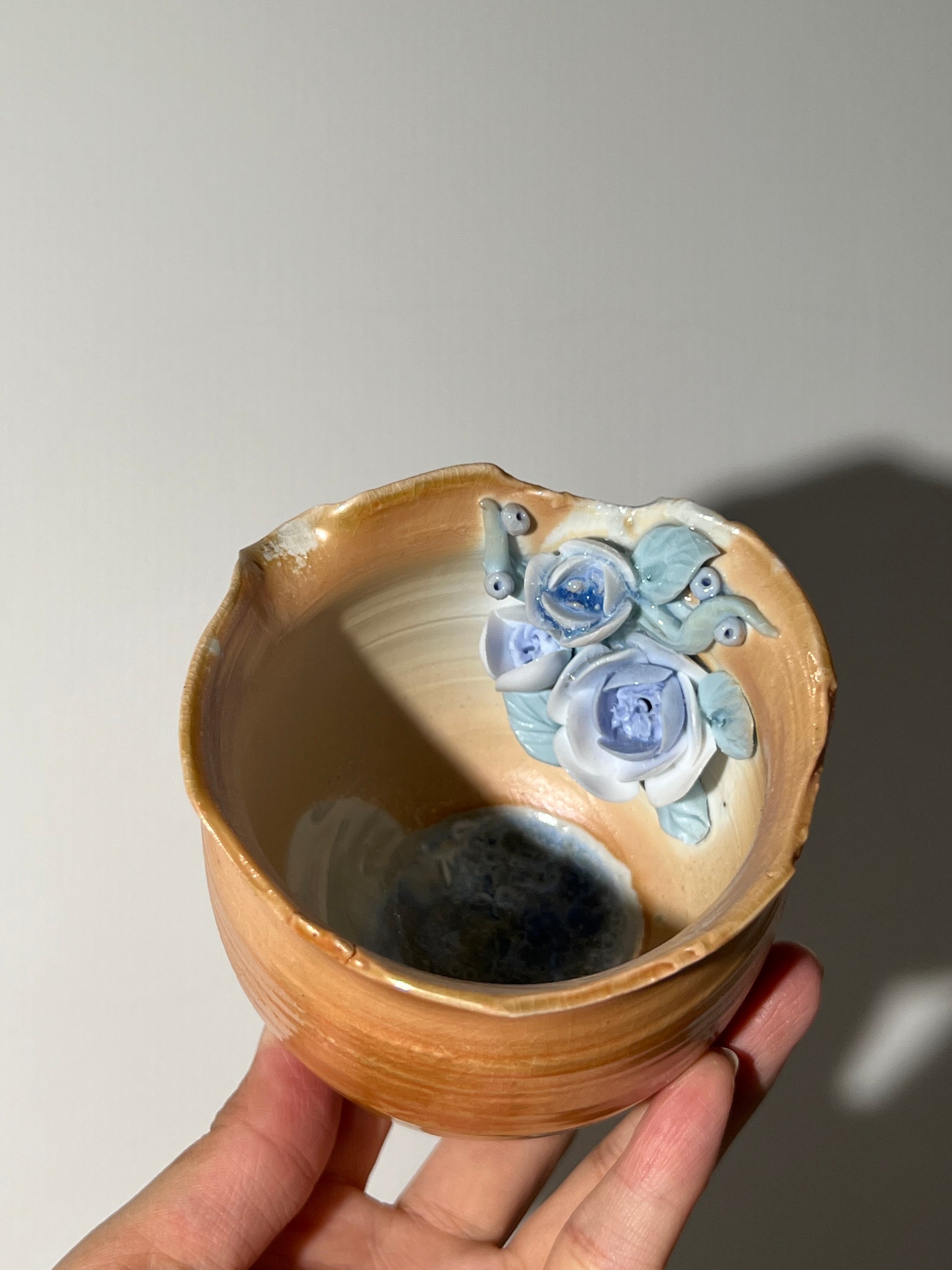 This is a woodfired pottery flower faircup gongdaobei