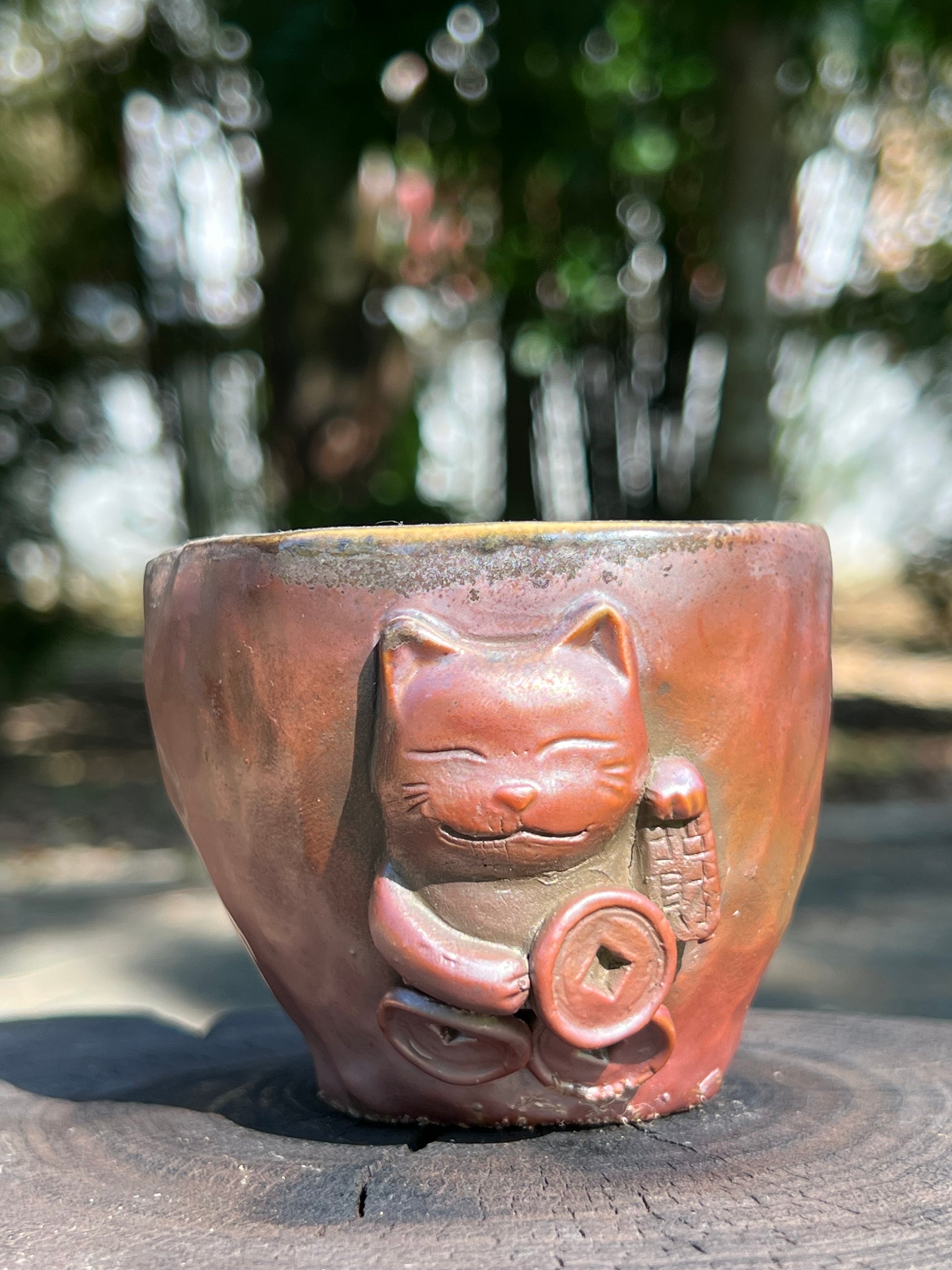 This is a woodfired tietai pottery teacup