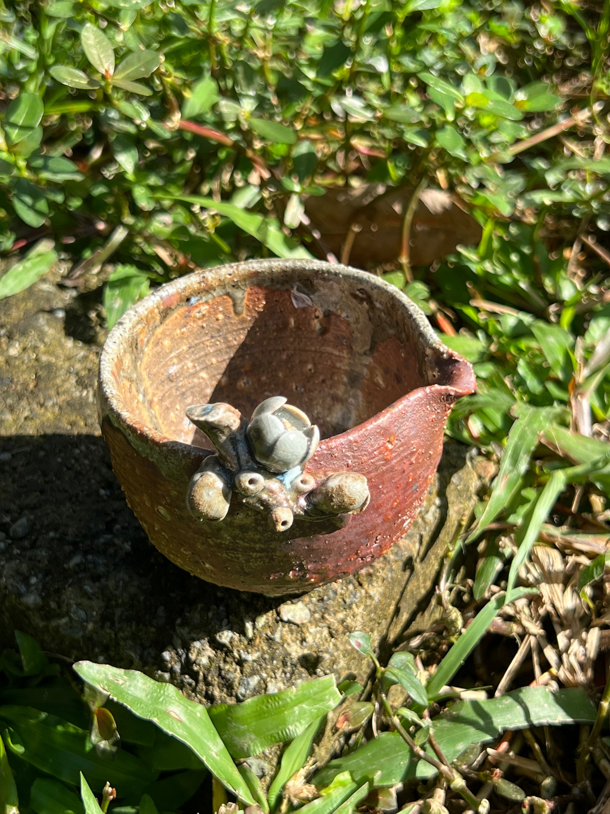 This is a woodfired pottery flower faircup gongdaobei