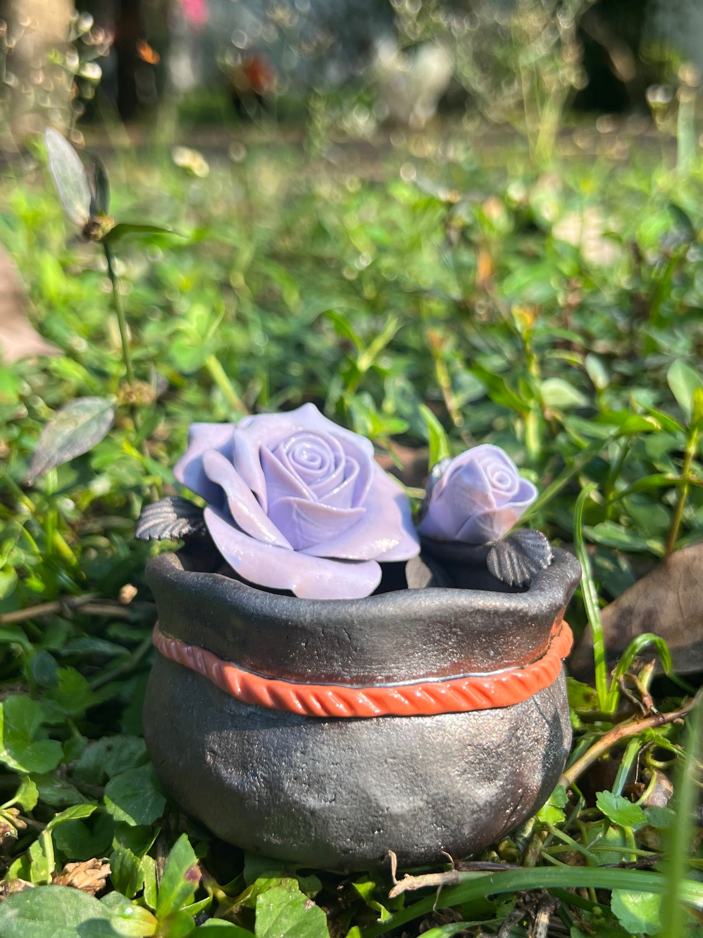 This is a woodfired tietai pottery flower teacup