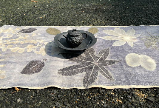 Hand Dyed Tea Mat Natura Plant Dyed Cotton Tea Table Cloth  Chabu Chaxi