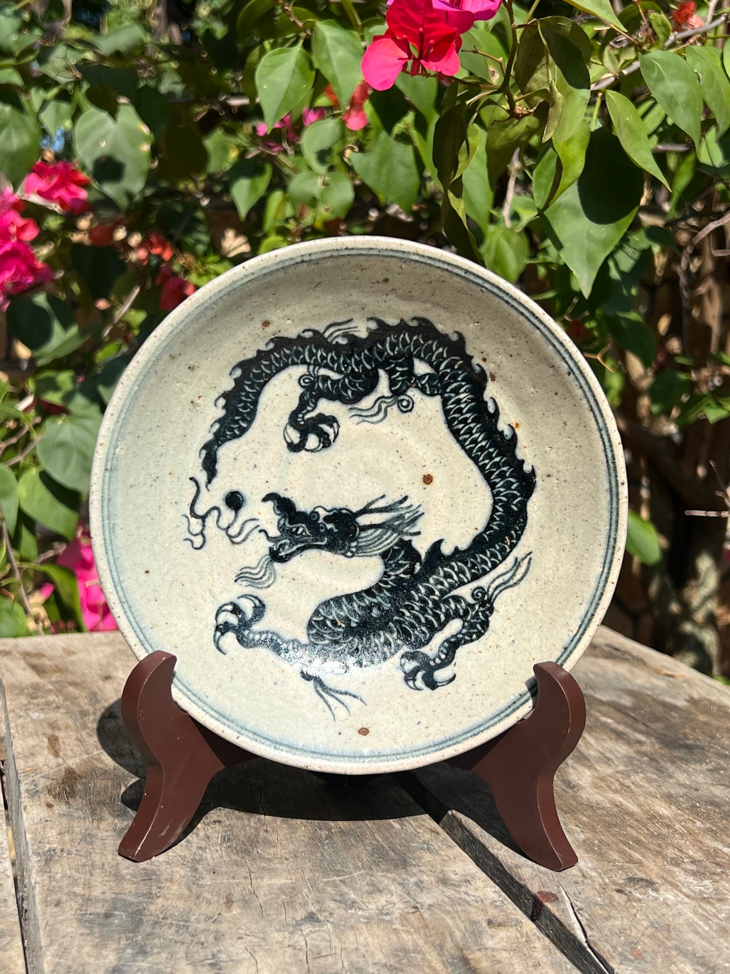 Chinese Handpainted Chinese Dragon Blue and White Pottery Jingdezhen Tea tray Teapot Holder Master Pottery Artwork