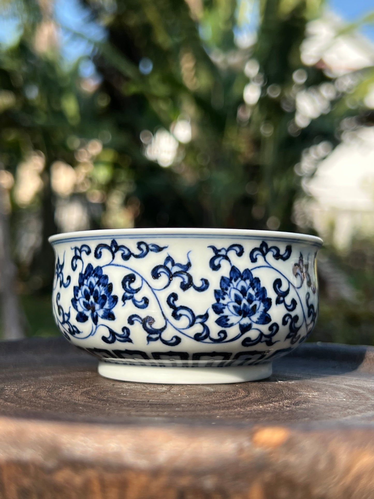 Hand Painted Chinese Blue and White Porcelain Lotus Of Twined Stems Teacup Jingdezhen Master Ceramic Artwork