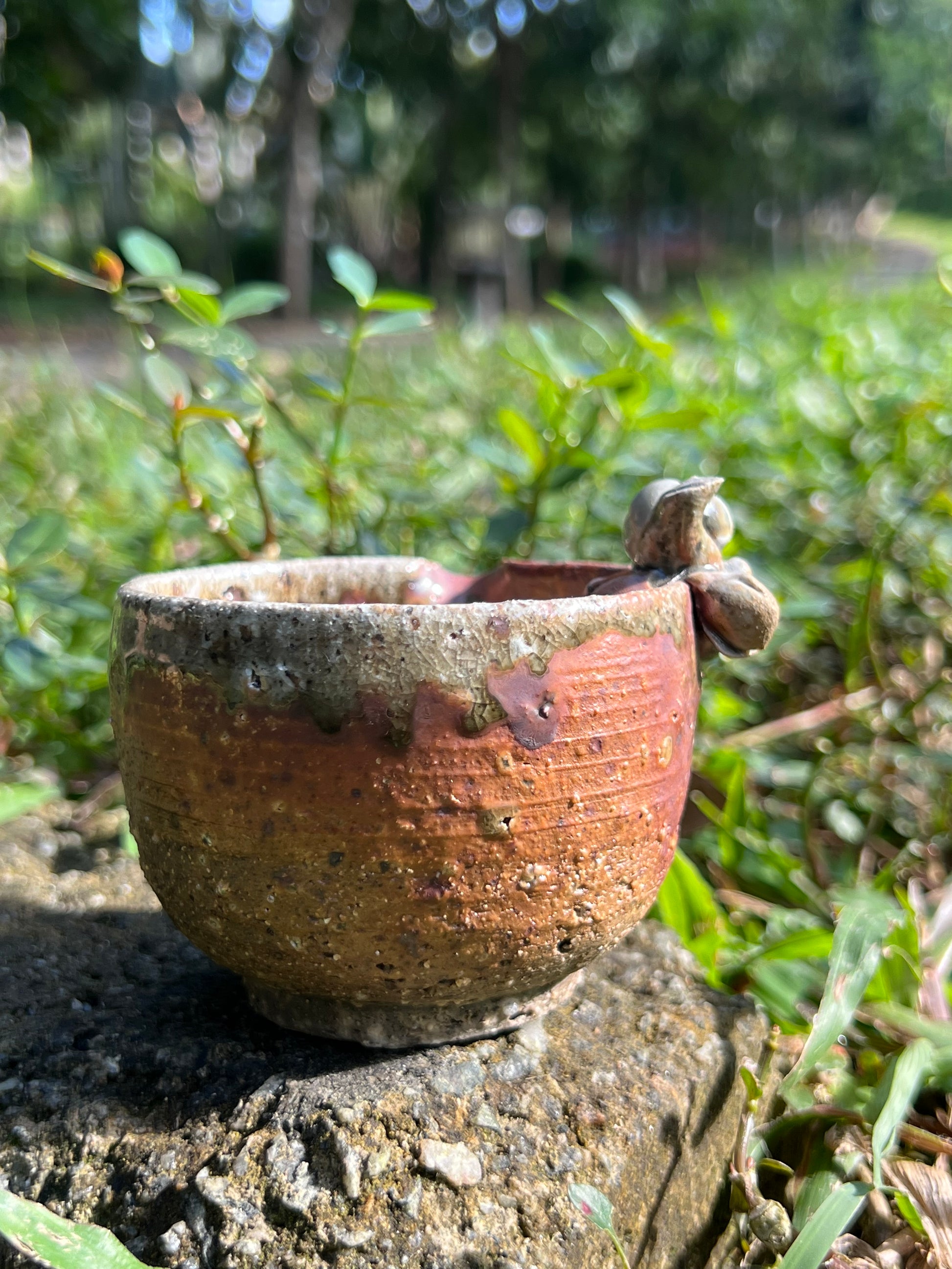 This is a woodfired pottery flower faircup gongdaobei