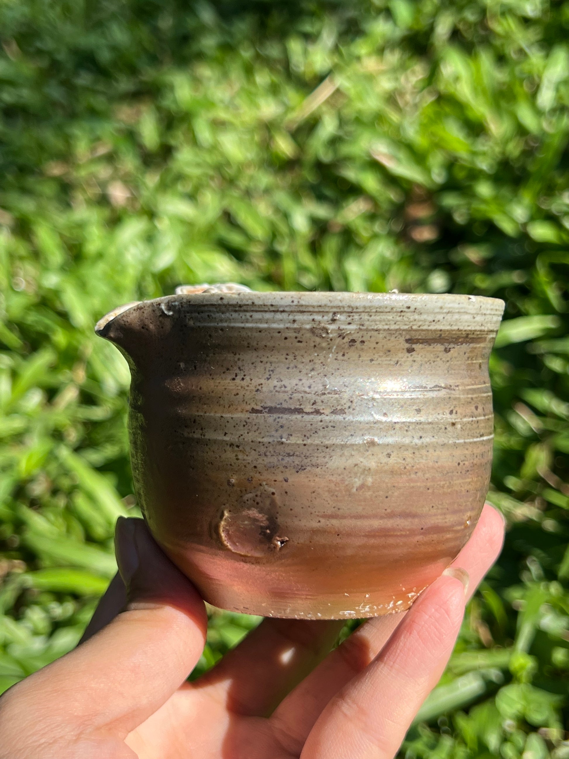 This is a woodfired pottery flower faircup gongdaobei