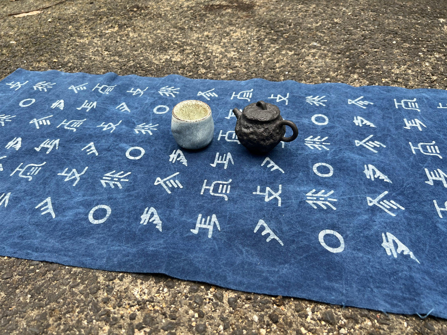 Hand Dyed Indigo Dye Tea Table Cloth Natura Cotton Dye Blue Color Chabu Chaxi