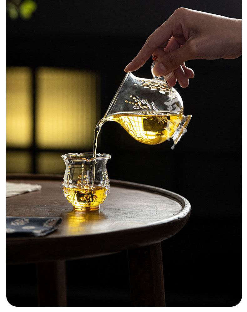 Original Handmade High Quality Flower Shape Glass Fair Cup Gongdaobei