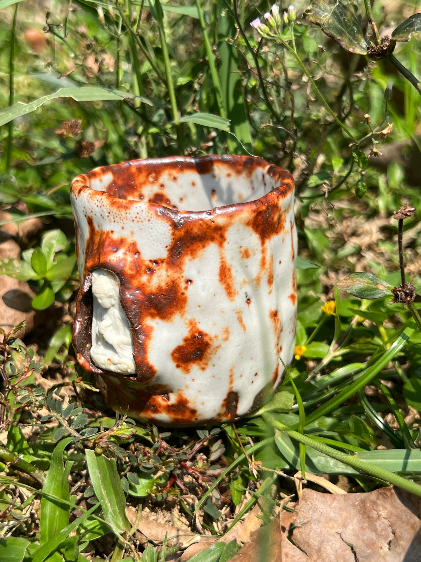 This is a shino ware teacup.this is a shinoyaki teacup