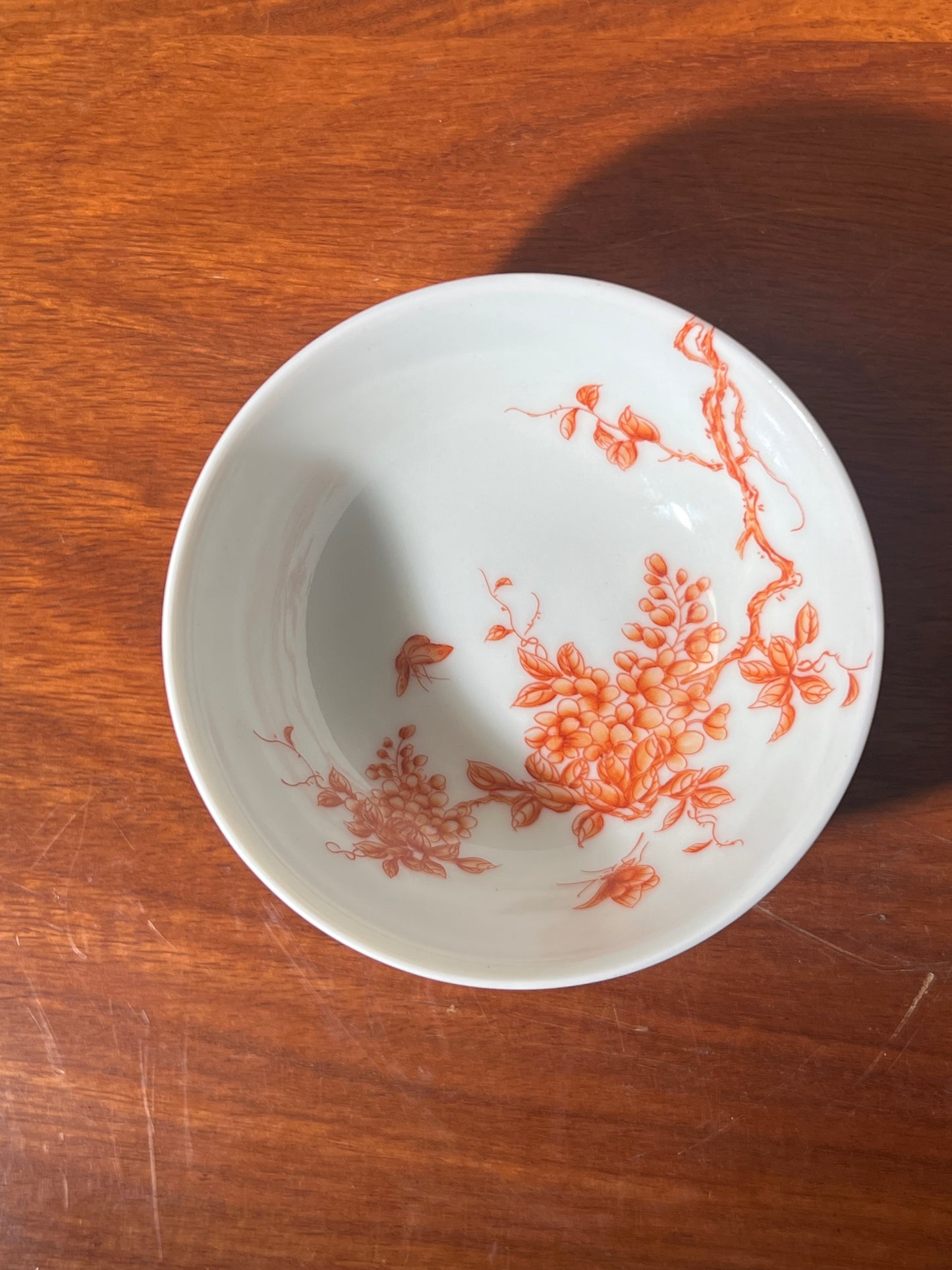 Hand Painted Chinese Peony Flower Alum Red Teacup Orange Red Teacup Jingdezhen Master Ceramic Artwork