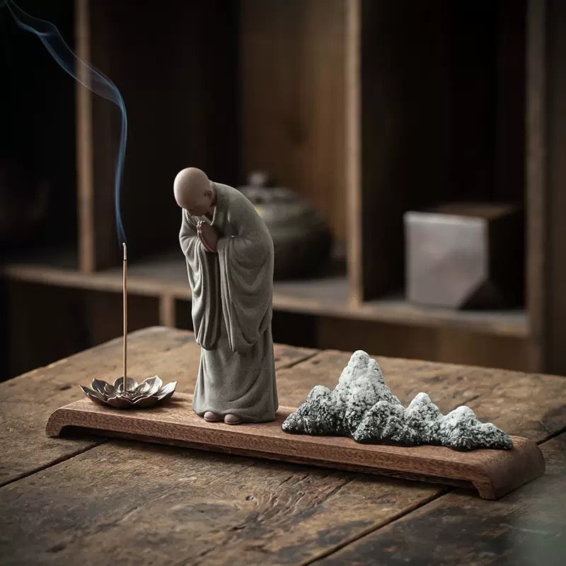 Chinese Yixing Clay Mini Monk Sculpture Tea Pets Zen Style