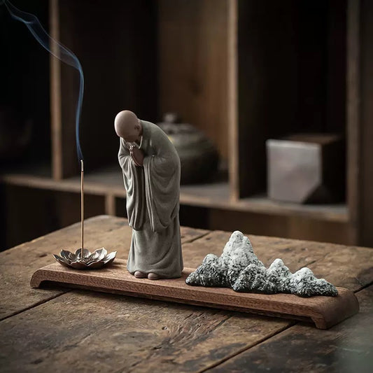 Chinese Yixing Clay Mini Monk Sculpture Tea Pets Zen Style
