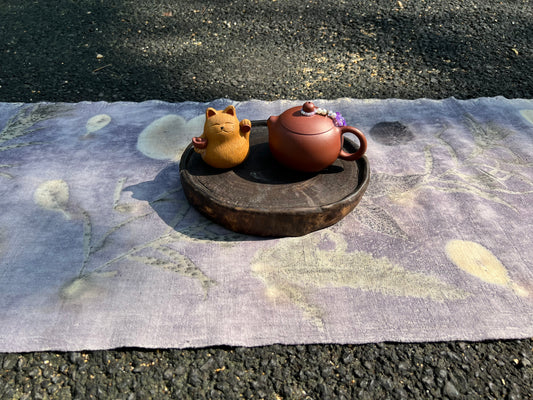 Hand Dyed Mauve Color Tea Table Cloth Natura Plant Dyed Cotton Tea Mat Chabu Chaxi