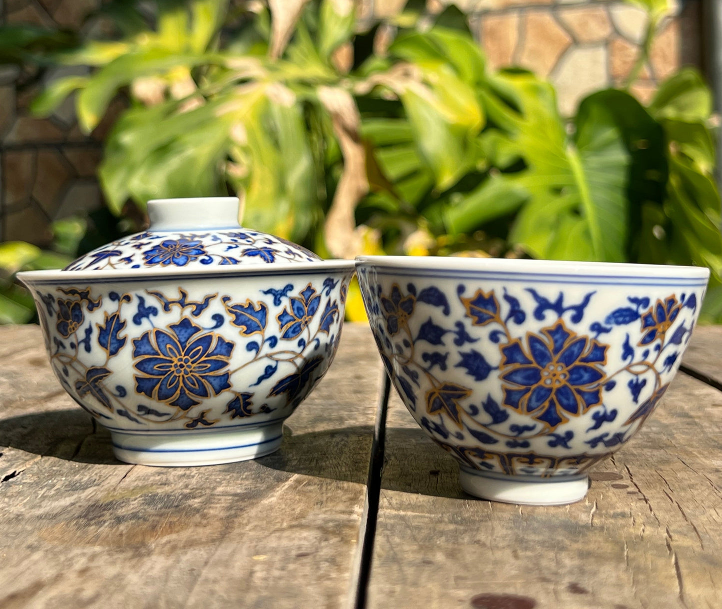 This is a Chinese Jingdezhen blue and white porcelain flower teapot gaiwan