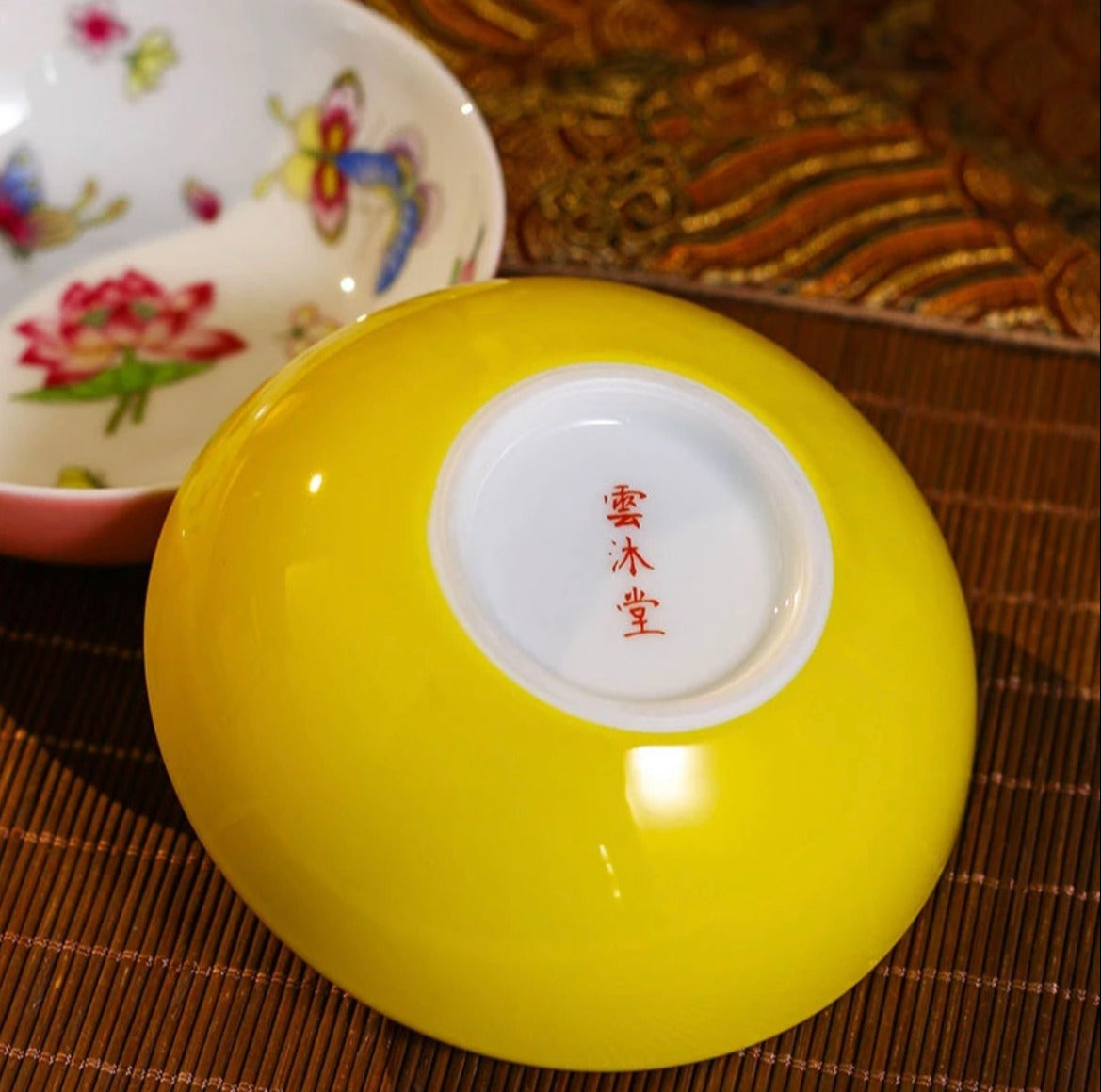 This is a Chinese Jingdezhen pastel flower teacup