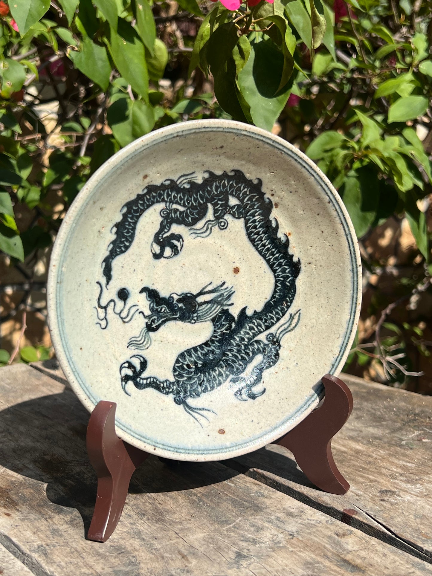 Chinese Handpainted Chinese Dragon Blue and White Pottery Jingdezhen Tea tray Teapot Holder Master Pottery Artwork