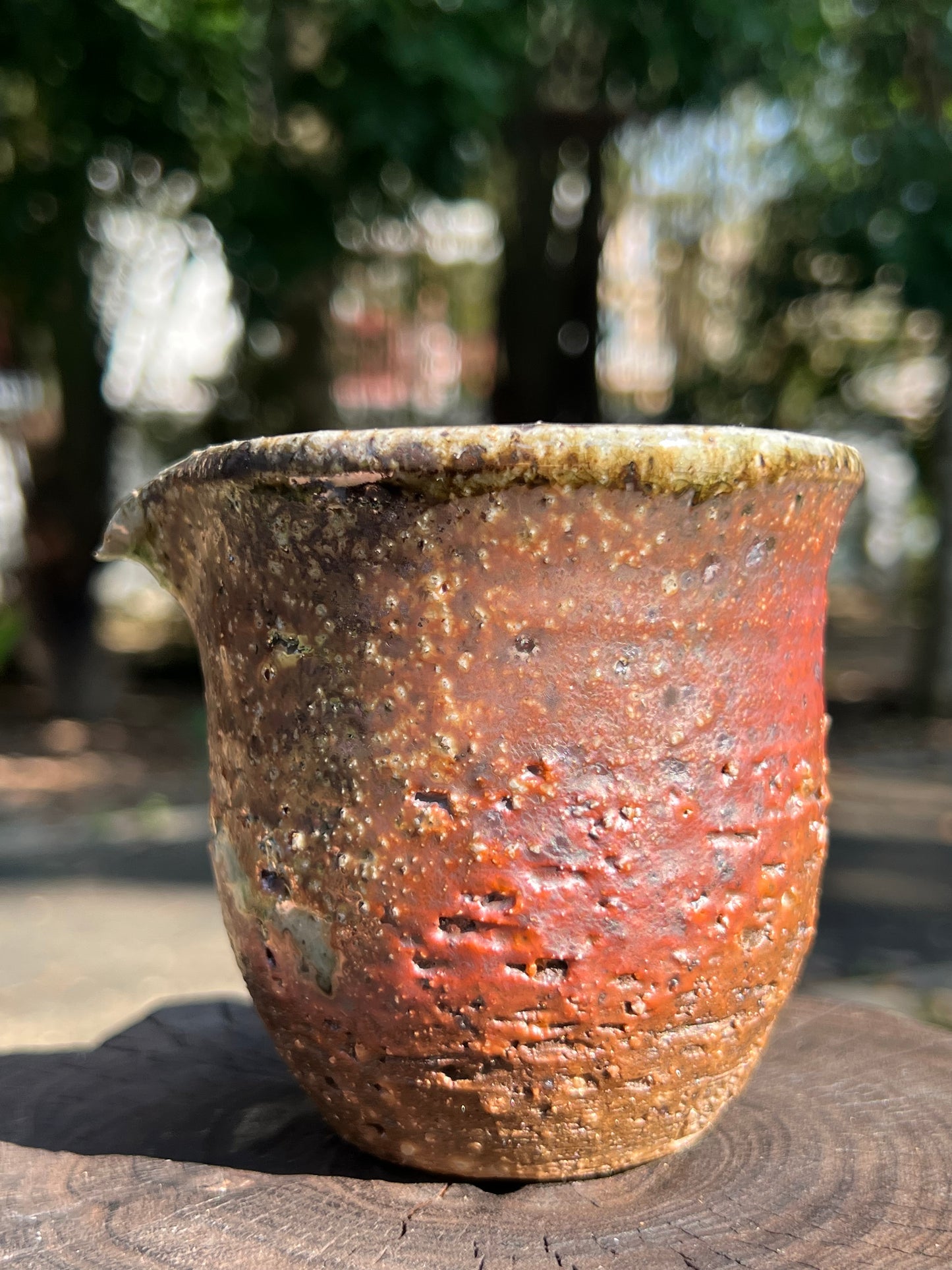 This is a woodfired pottery flower faircup gongdaobei