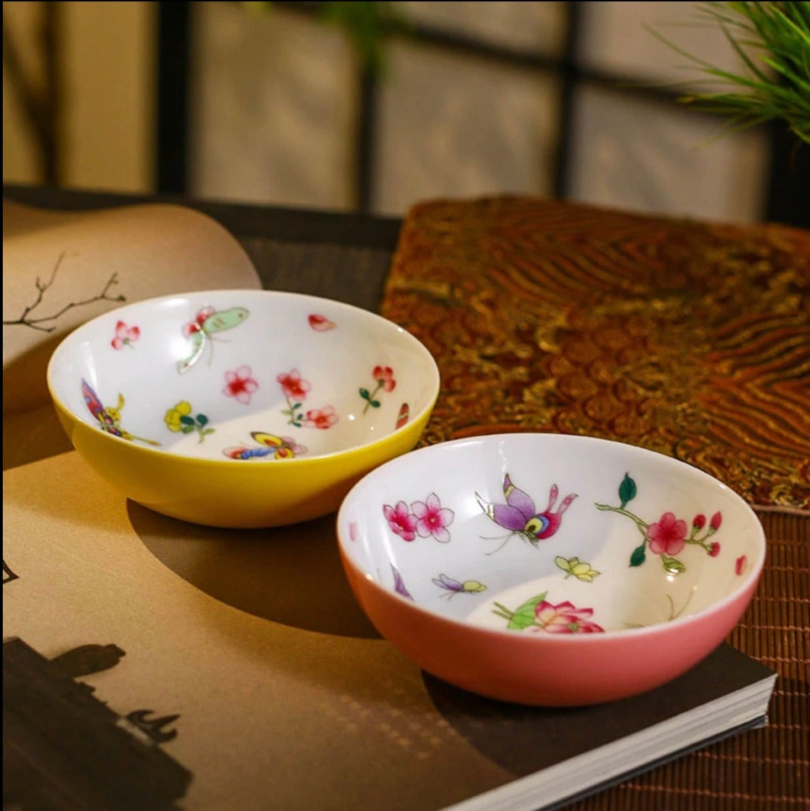 This is a Chinese Jingdezhen pastel flower teacup