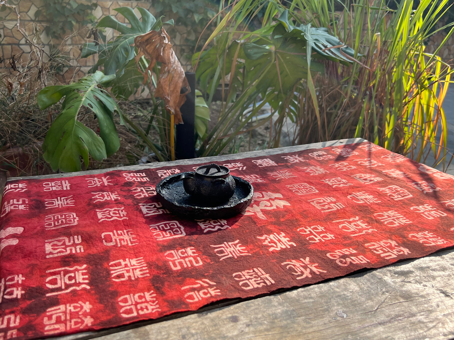 Hand Dyed Natural Dyed Tea Tablr Cloth Pure Cotton Red Tea Mat Chabu Chaxi