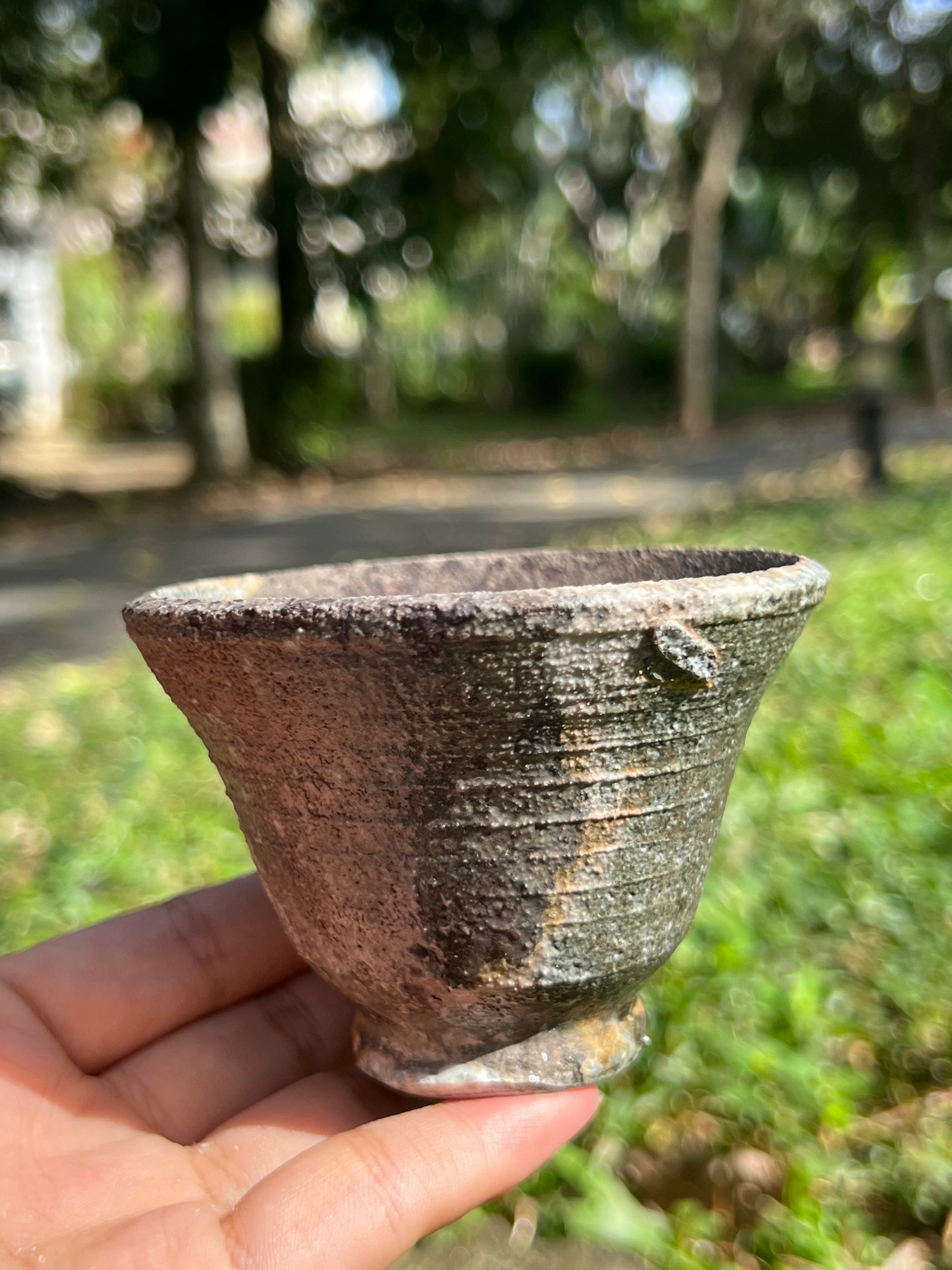 This is a woodfired pottery teacup