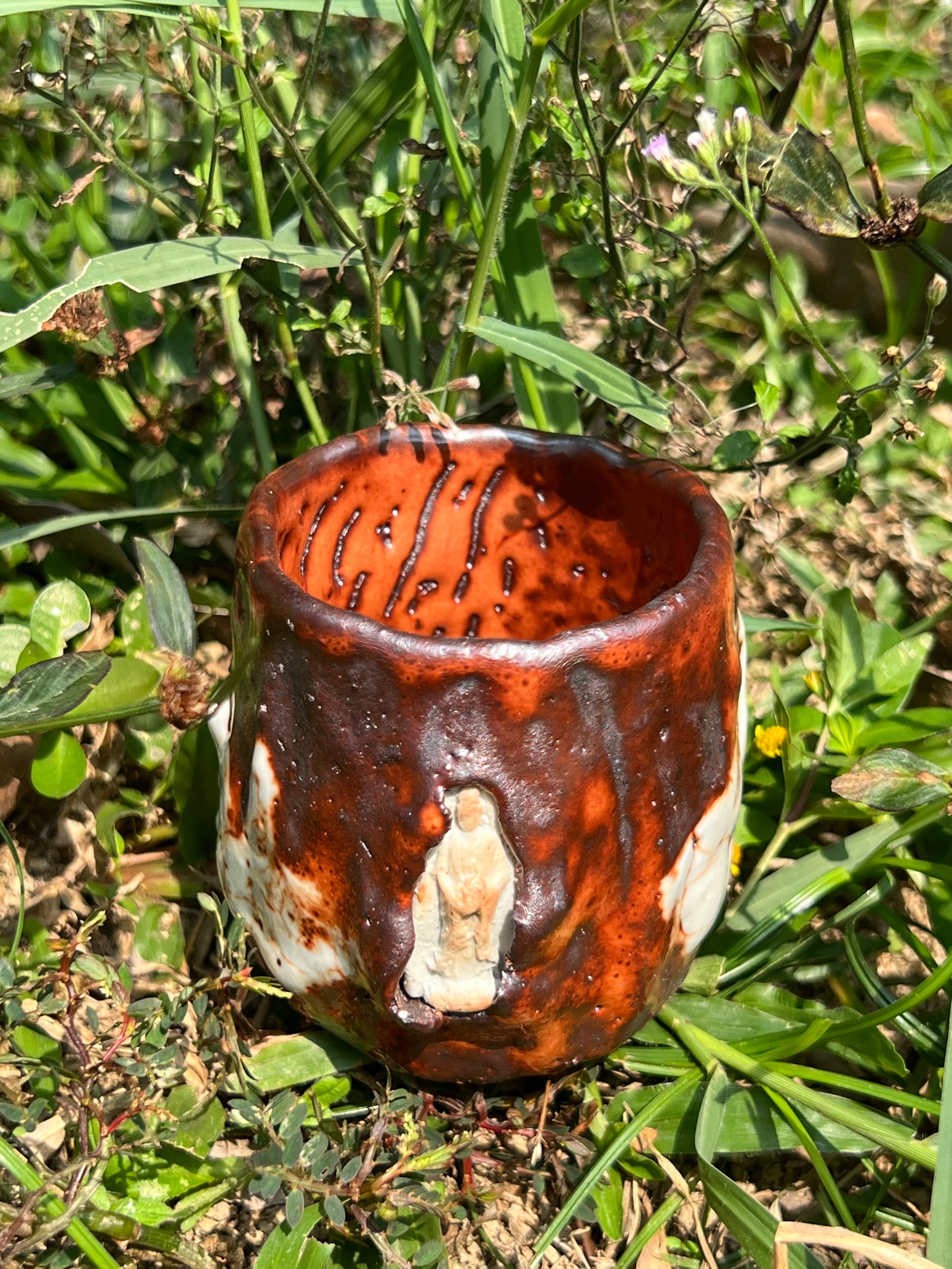 This is a shino ware teacup.this is a shinoyaki teacup