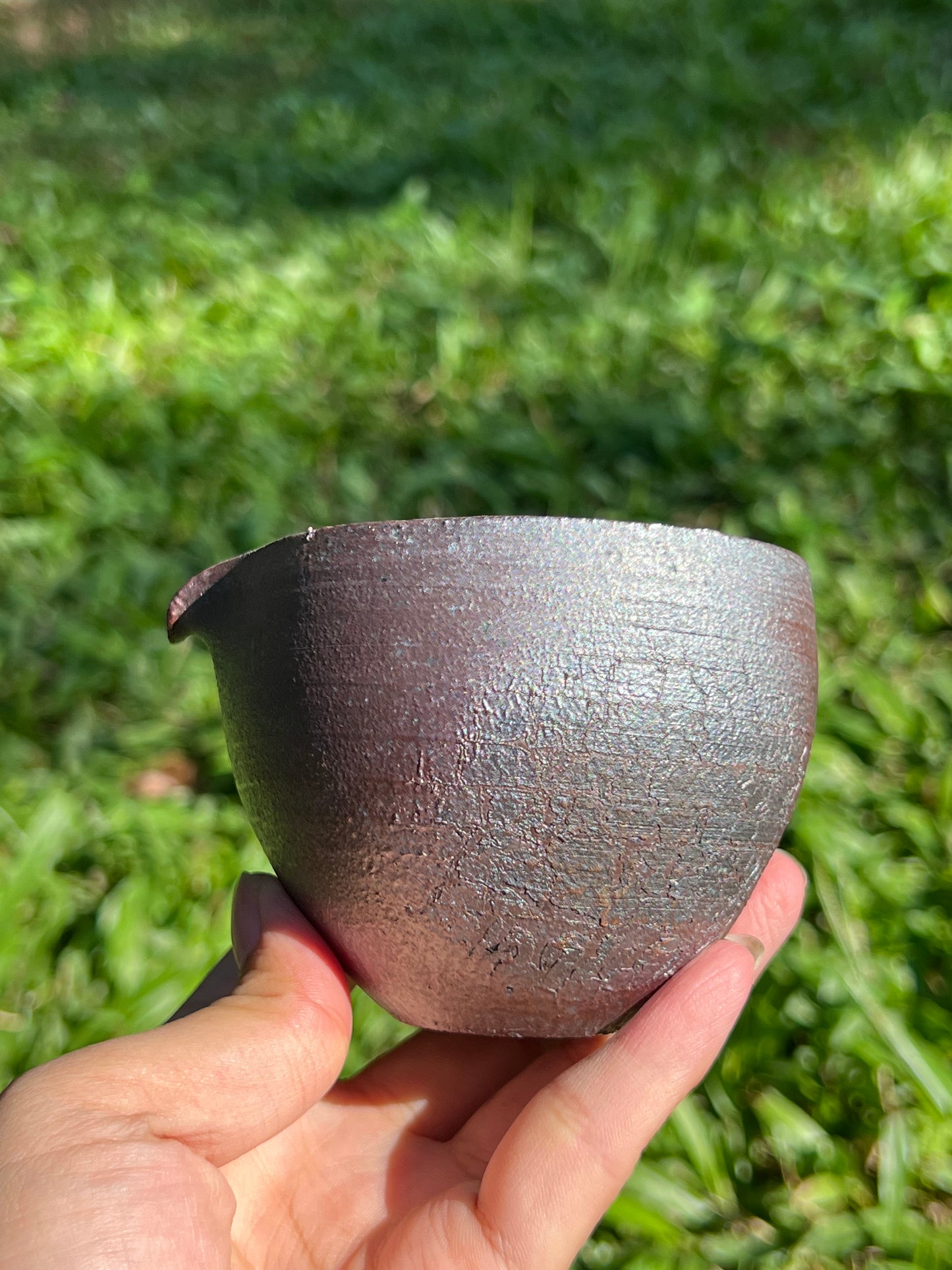 This is a woodfired tietai pottery faircup gongdaobei