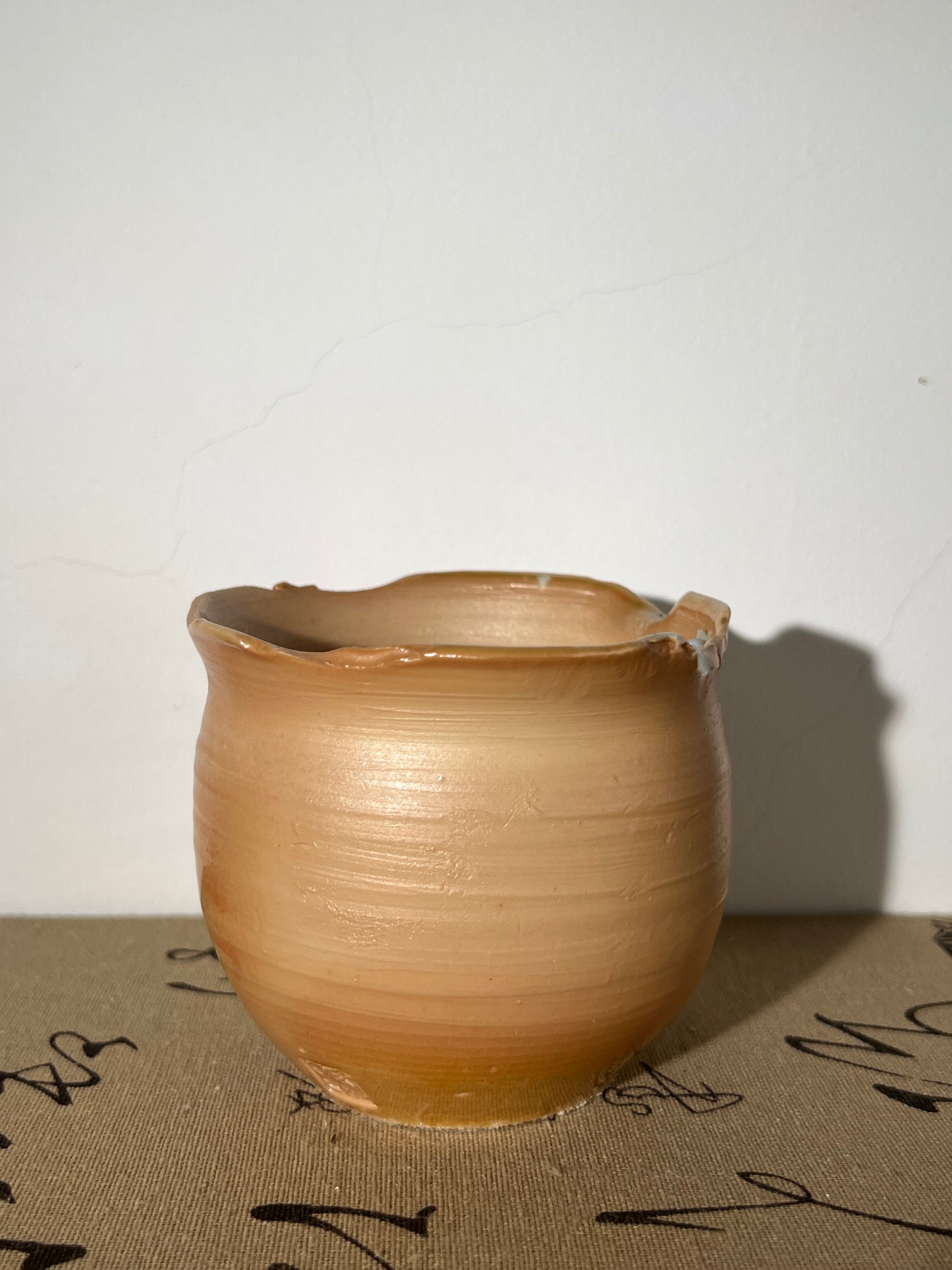 This is a woodfired pottery flower faircup gongdaobei