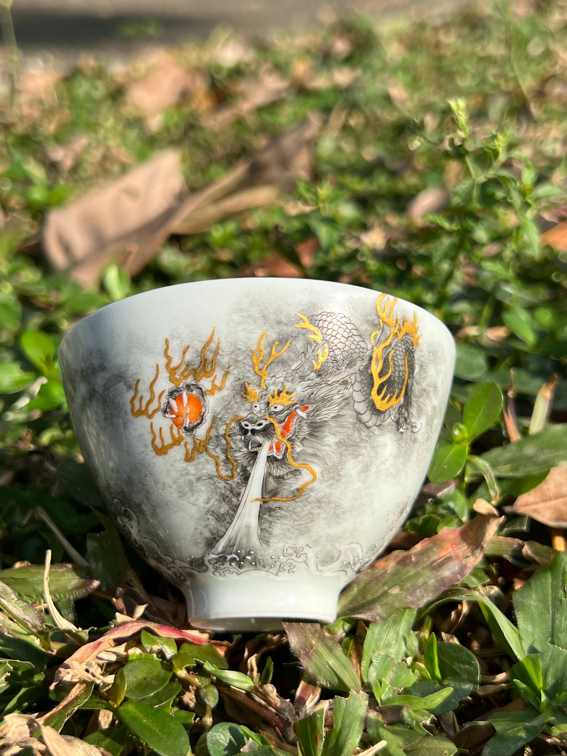 this is a Chinese Jingdezhen ceramic dragon teacup