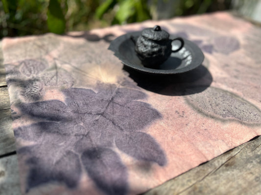 Hand Dyed Tea Table Cloth Plant Dyed Two Sides Cotton Tea Mat Nature Dye Chabu Chaxi