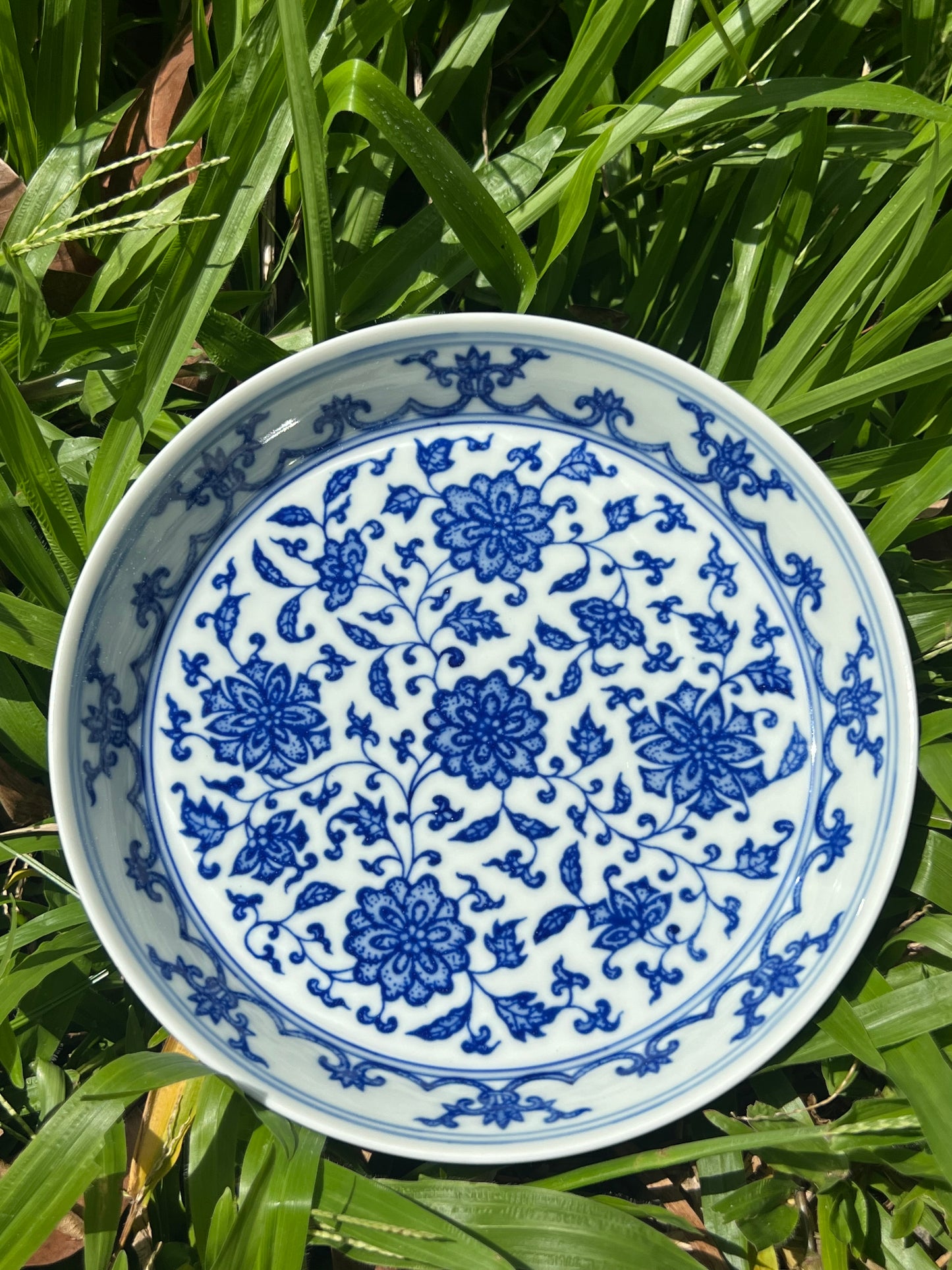 Handcrafted Chinese Hand Painted Chinese Twist Lotus Pattern Blue and White Porcelain Tea Tray Jingdezhen Master Pottery Artwork