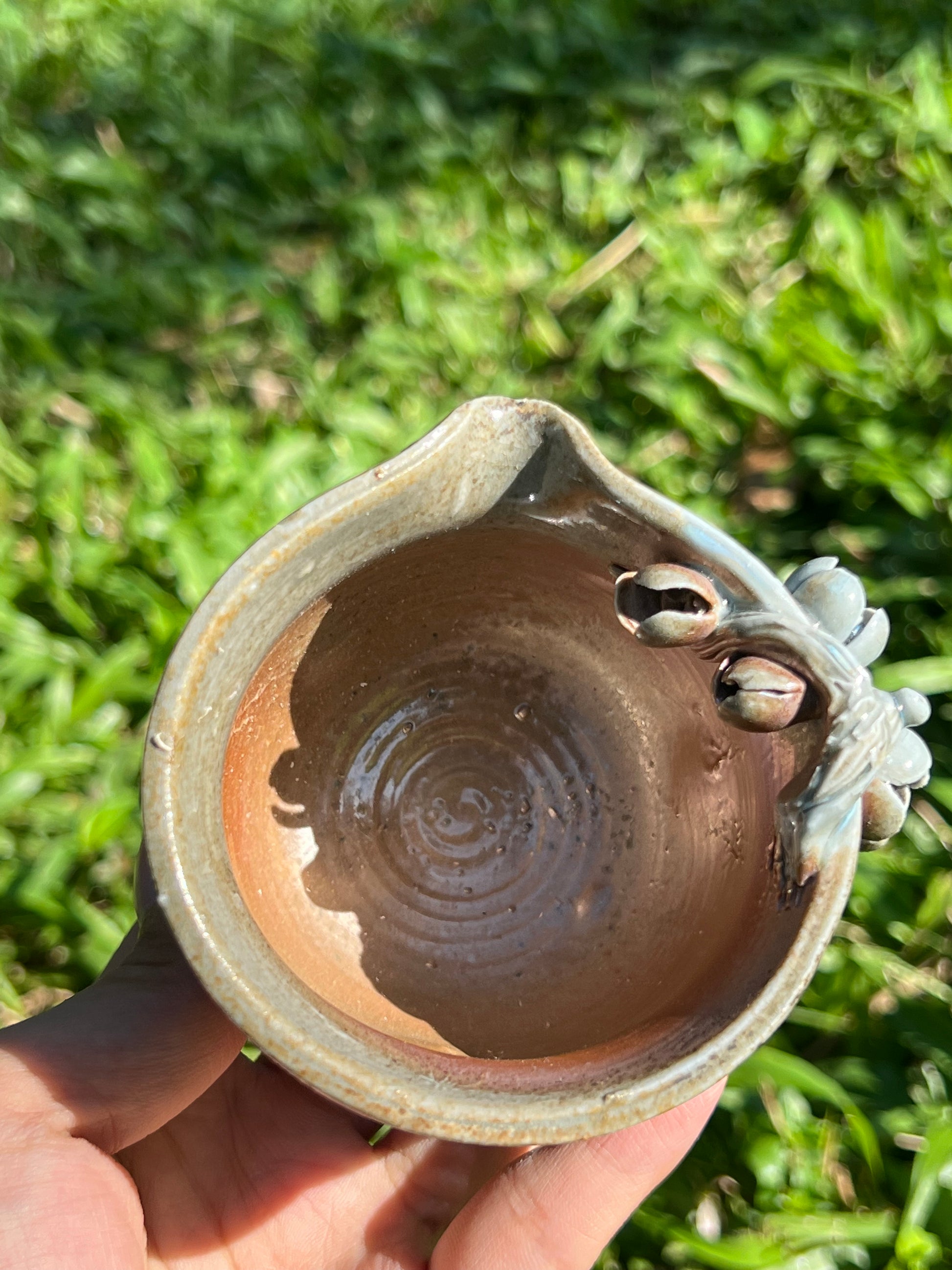 This is a woodfired pottery flower faircup gongdaobei