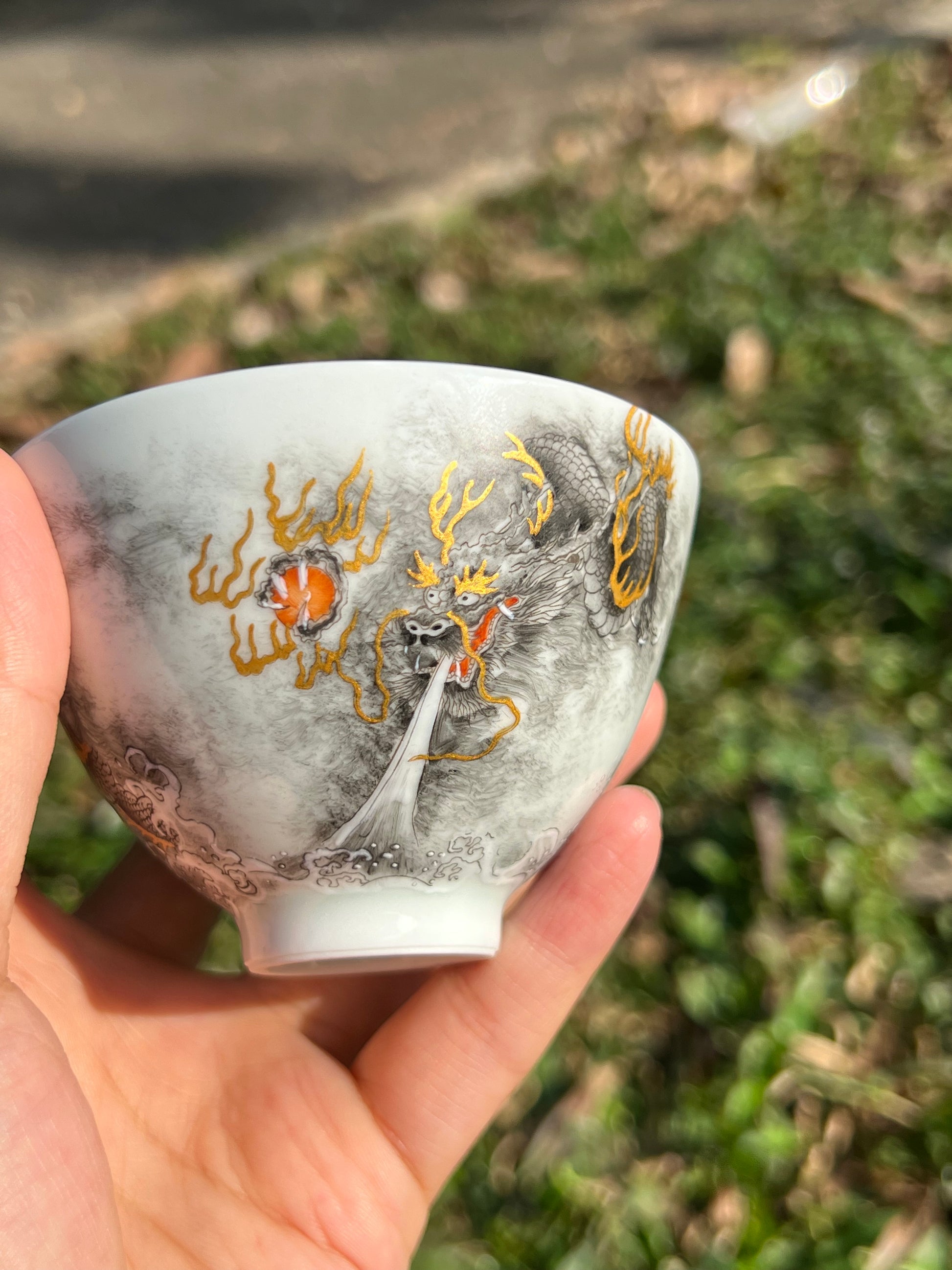 this is a Chinese Jingdezhen ceramic dragon teacup