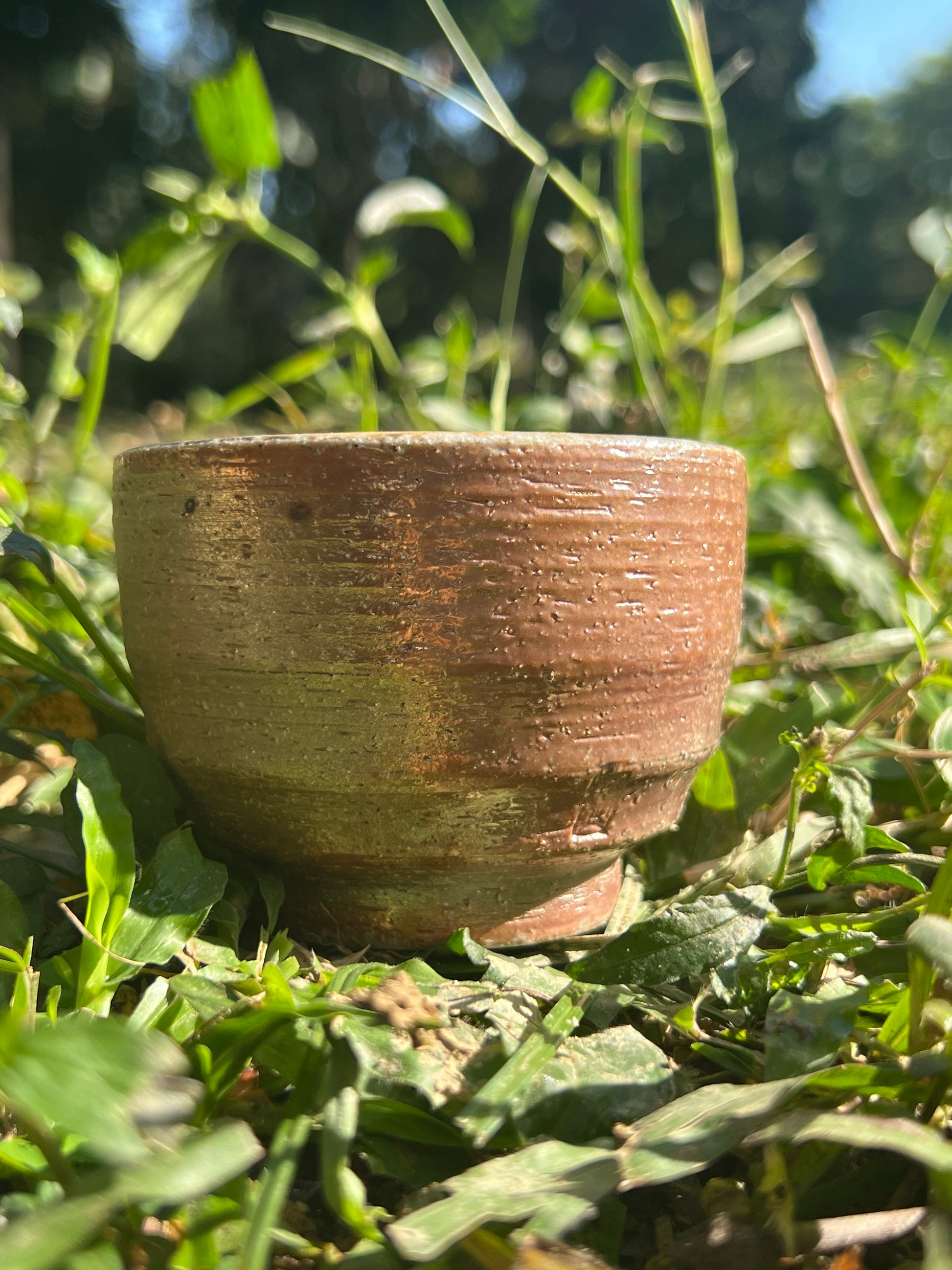 This is a woodfired pottery teacup