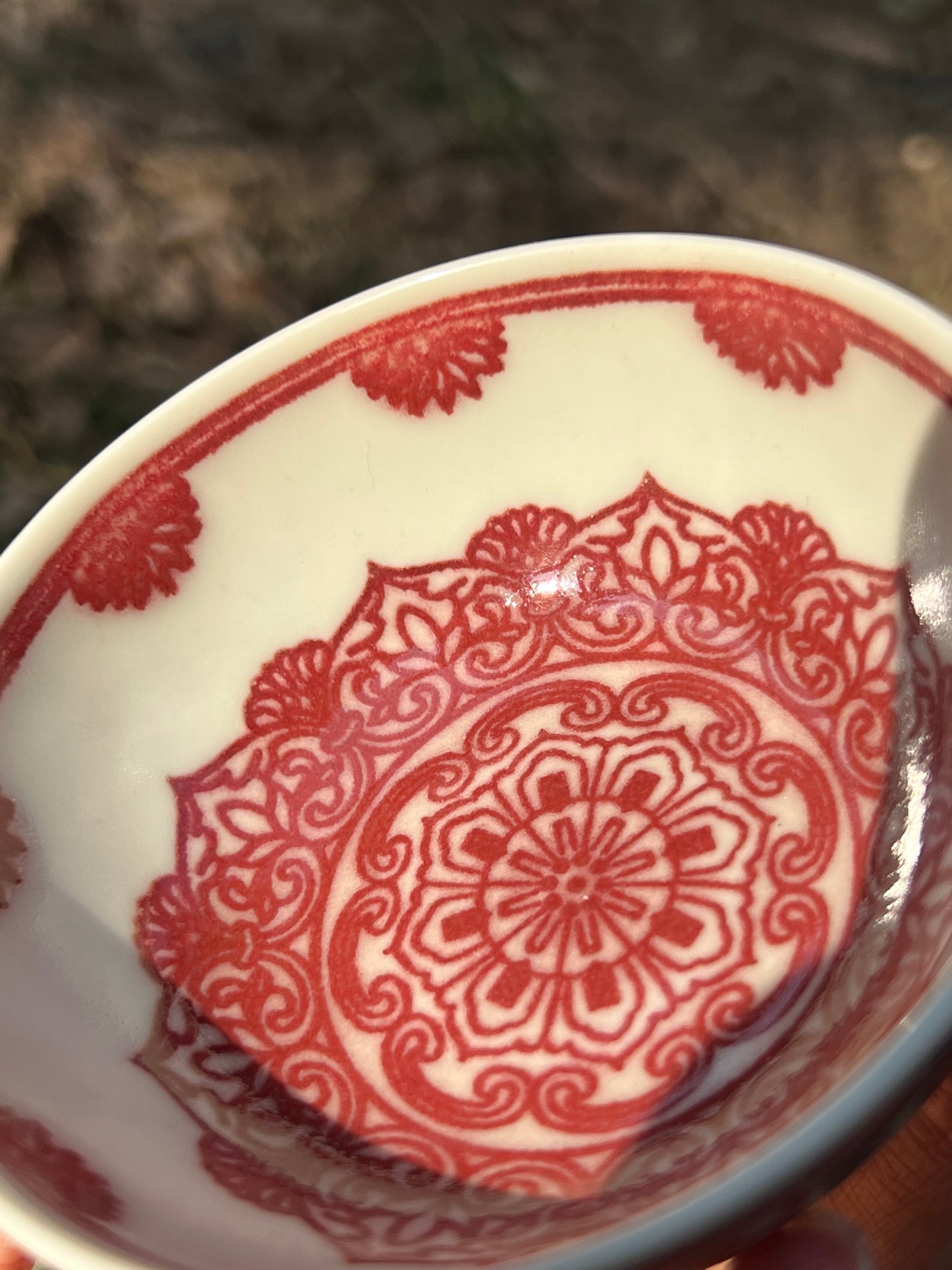 Hand Painted Chinese Baoxiang Flower Pattern Teacup Underglaze Red Teacup Jingdezhen Master Ceramic Teacup