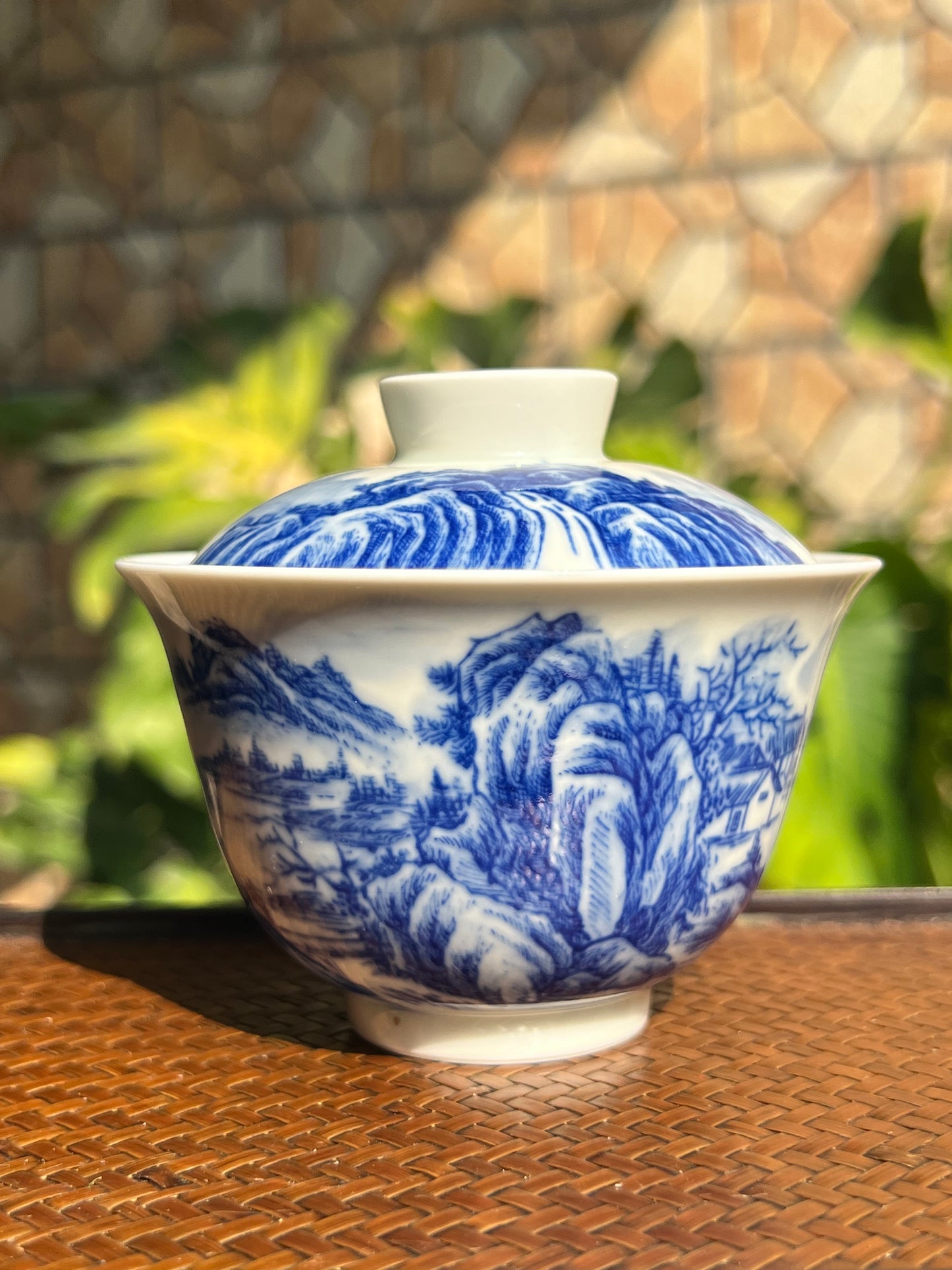 Chinese Handpainted Chinese Landscape Blue and White Porcelain Tea tray Jingdezhen Tea Boat Master Pottery Artwork