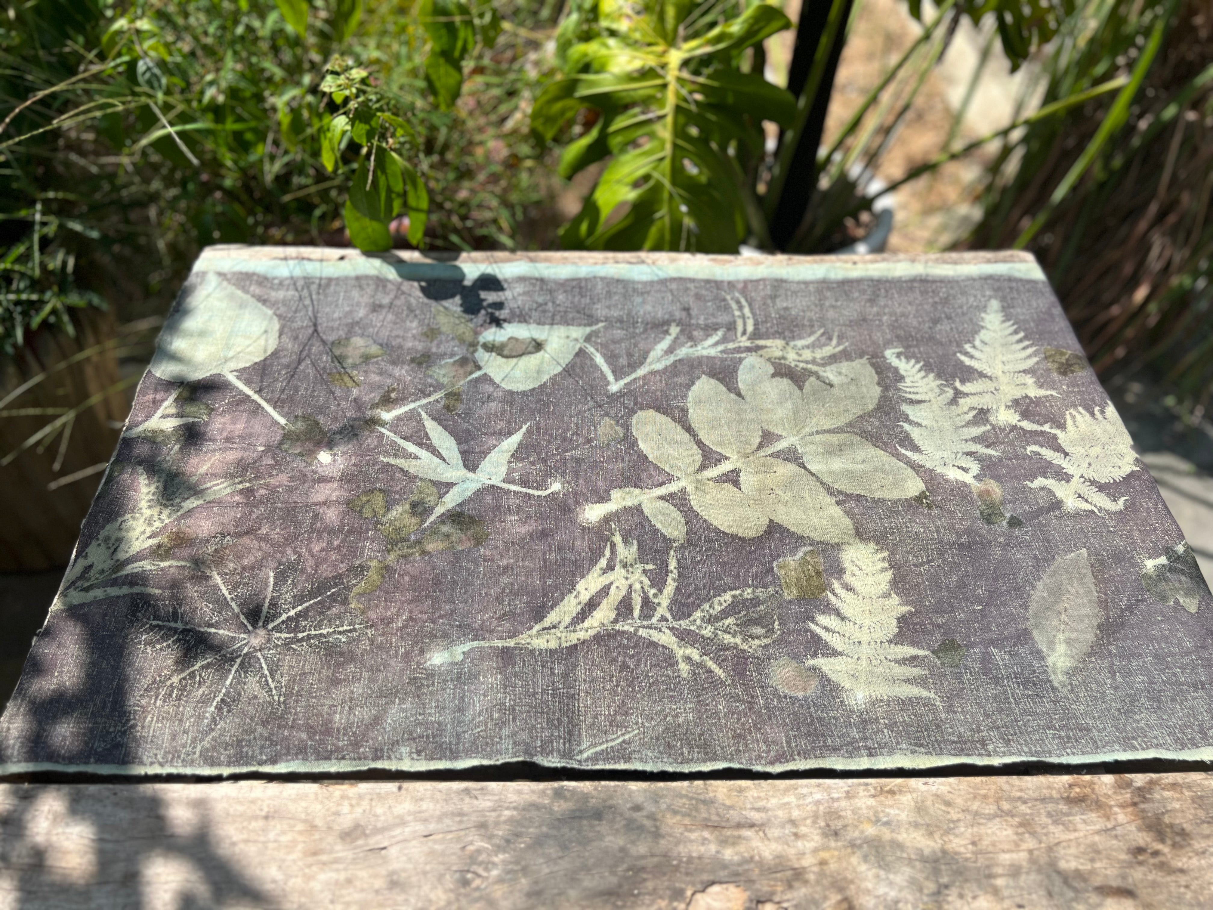 Green Plant Collage with Roots, Gray, Hand-dyed deals fabrics, Hand-stitched, and mounted on Black Linen-wrapped Canvas