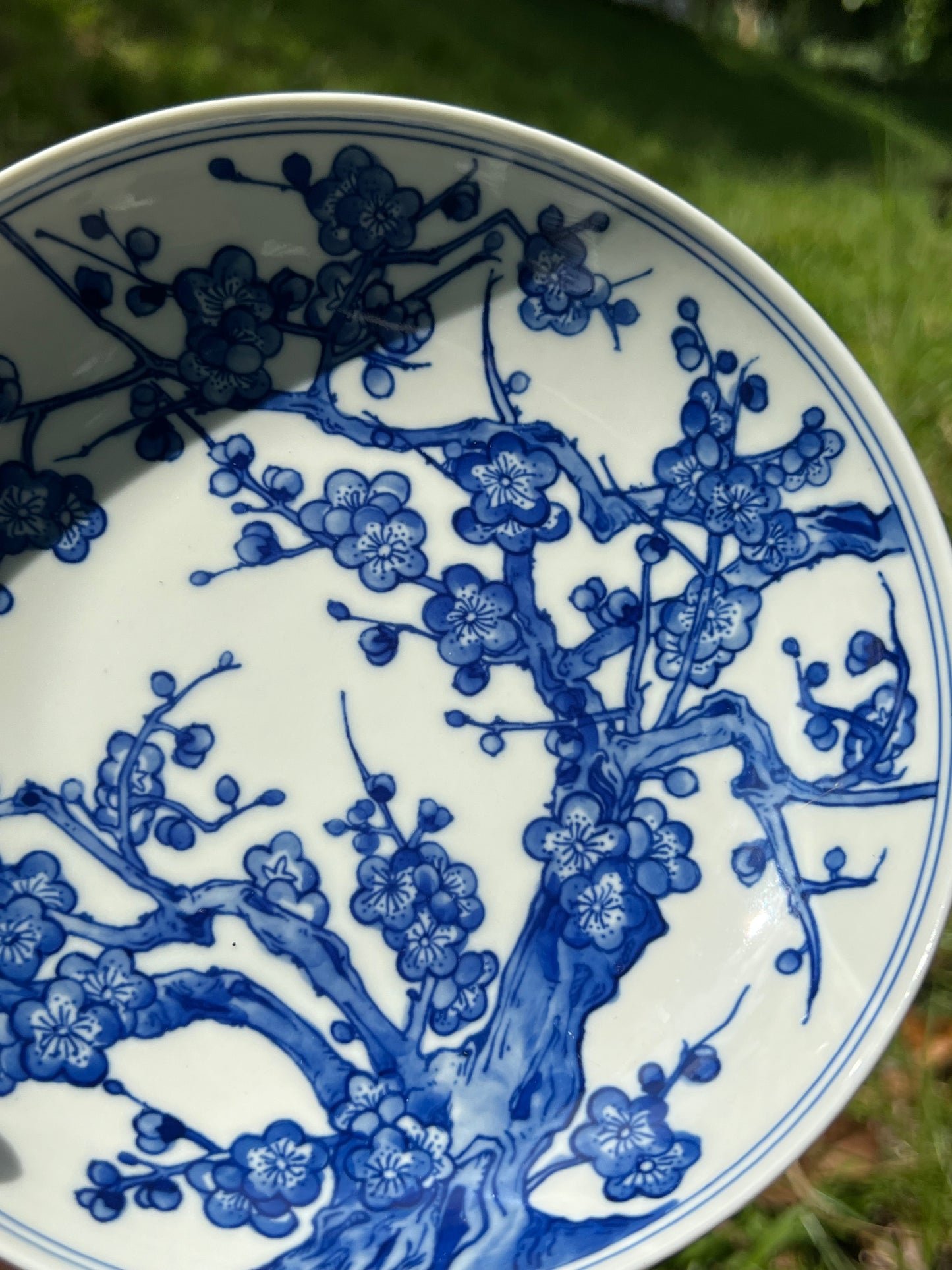 Handpainted Chinese Plum Flower Blue and White Porcelain Jingdezhen Tea Tray Master Ceramic Artwork