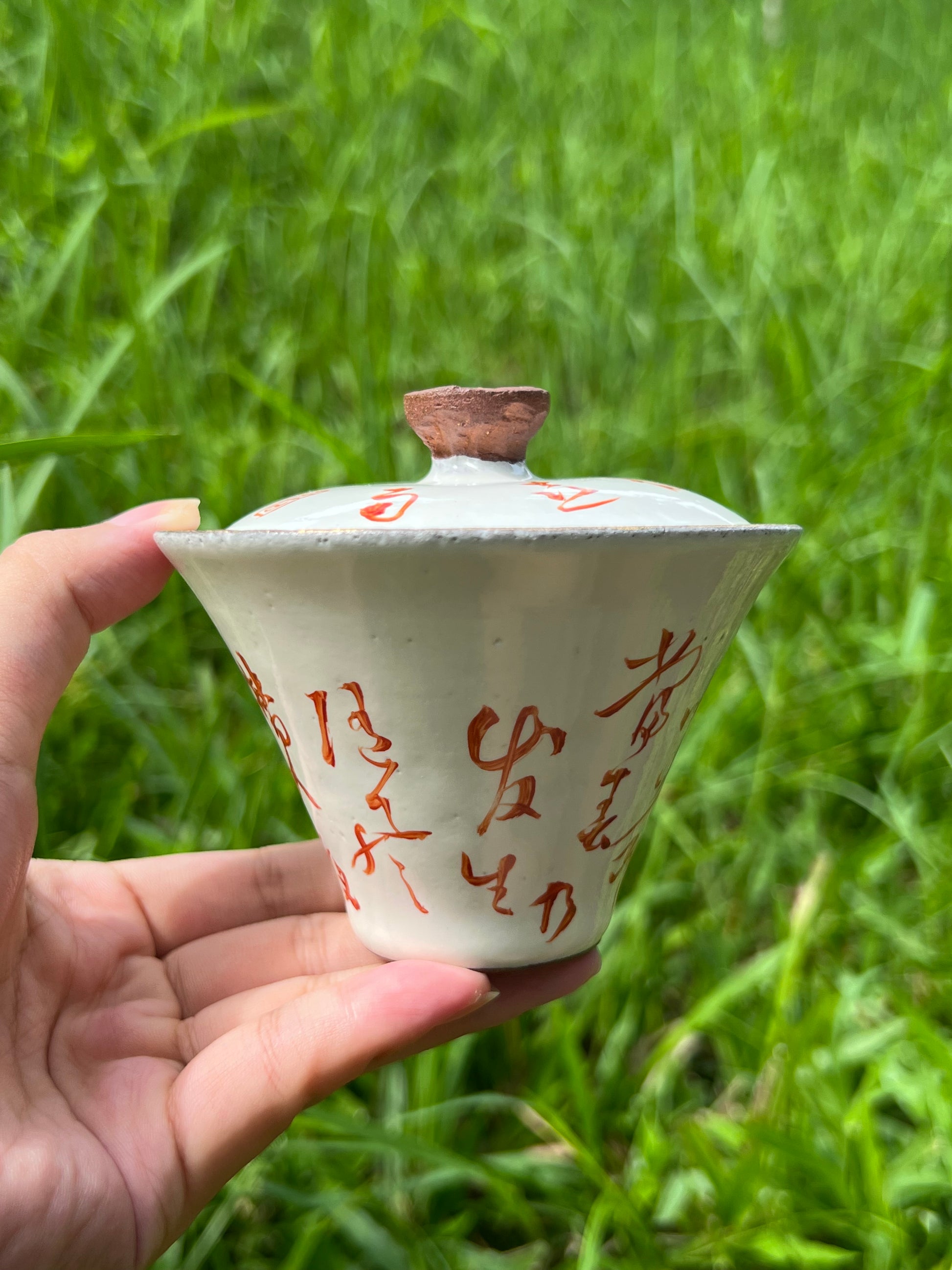 this is a pottery alum red gaiwan 