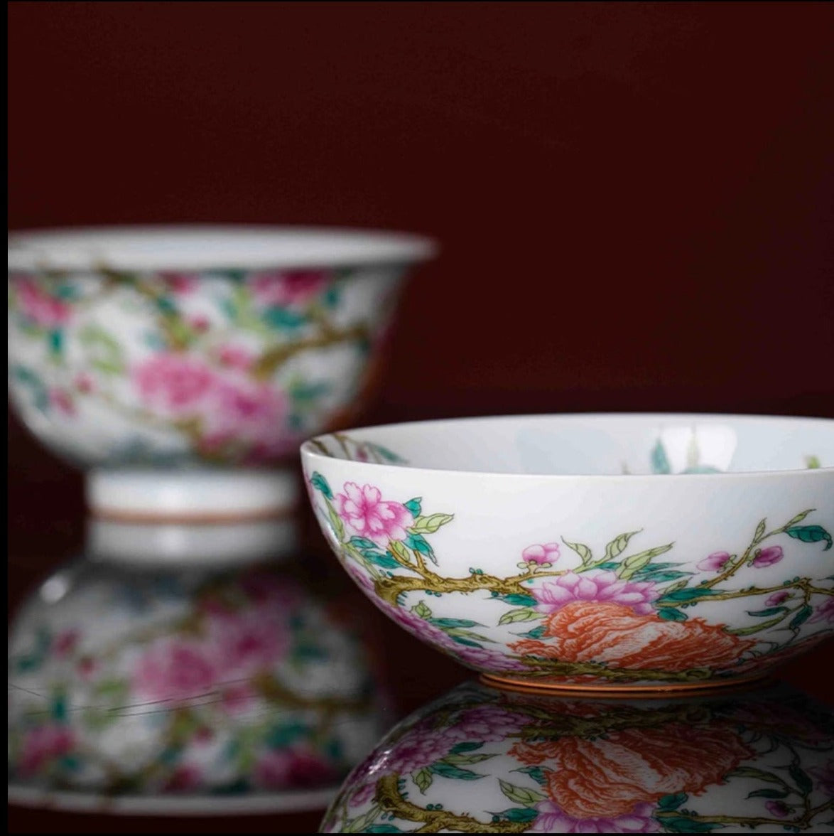 This is a Chinese Jingdezhen enamel flower teacup