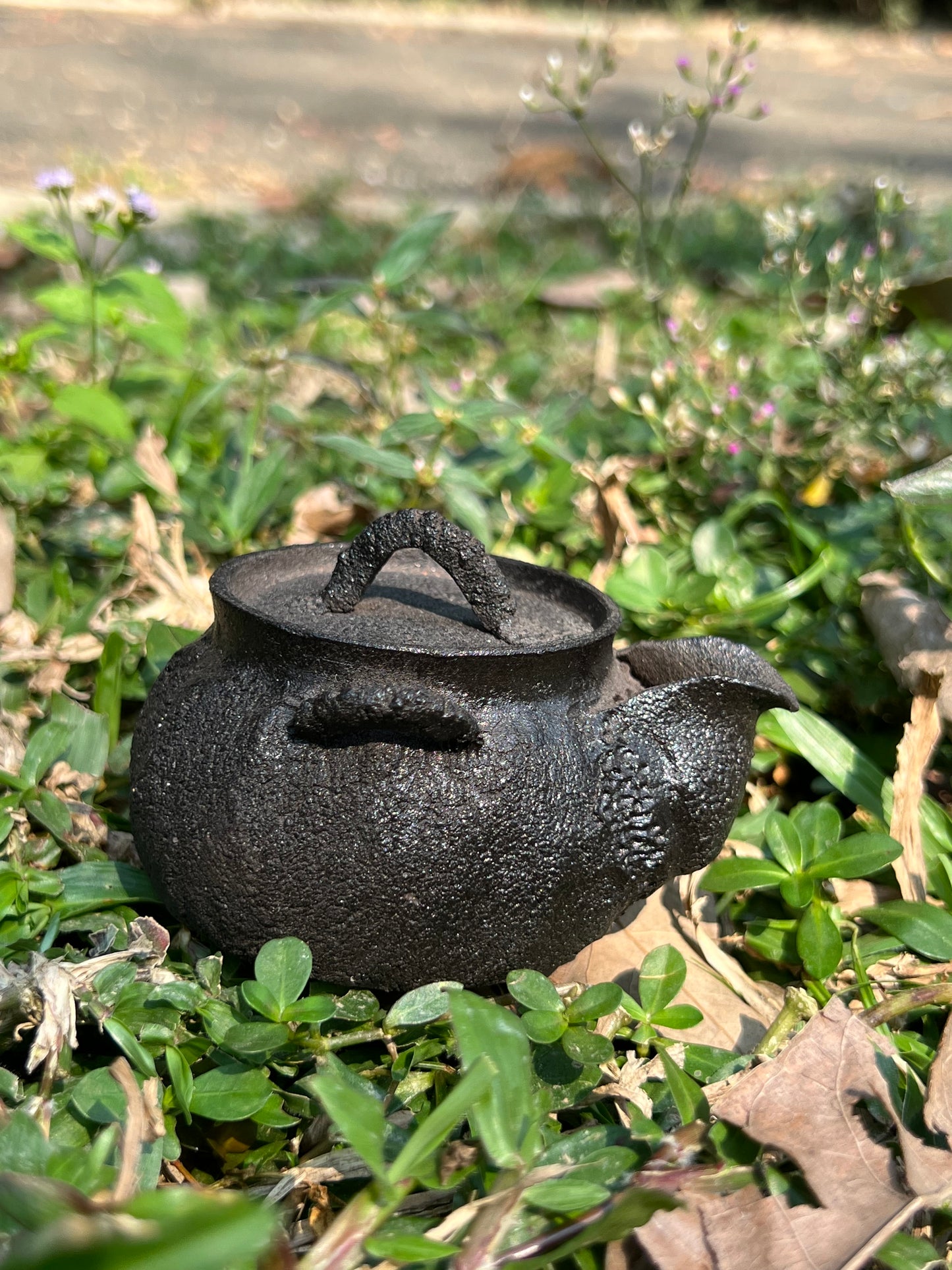 This is a purple clay teapot 