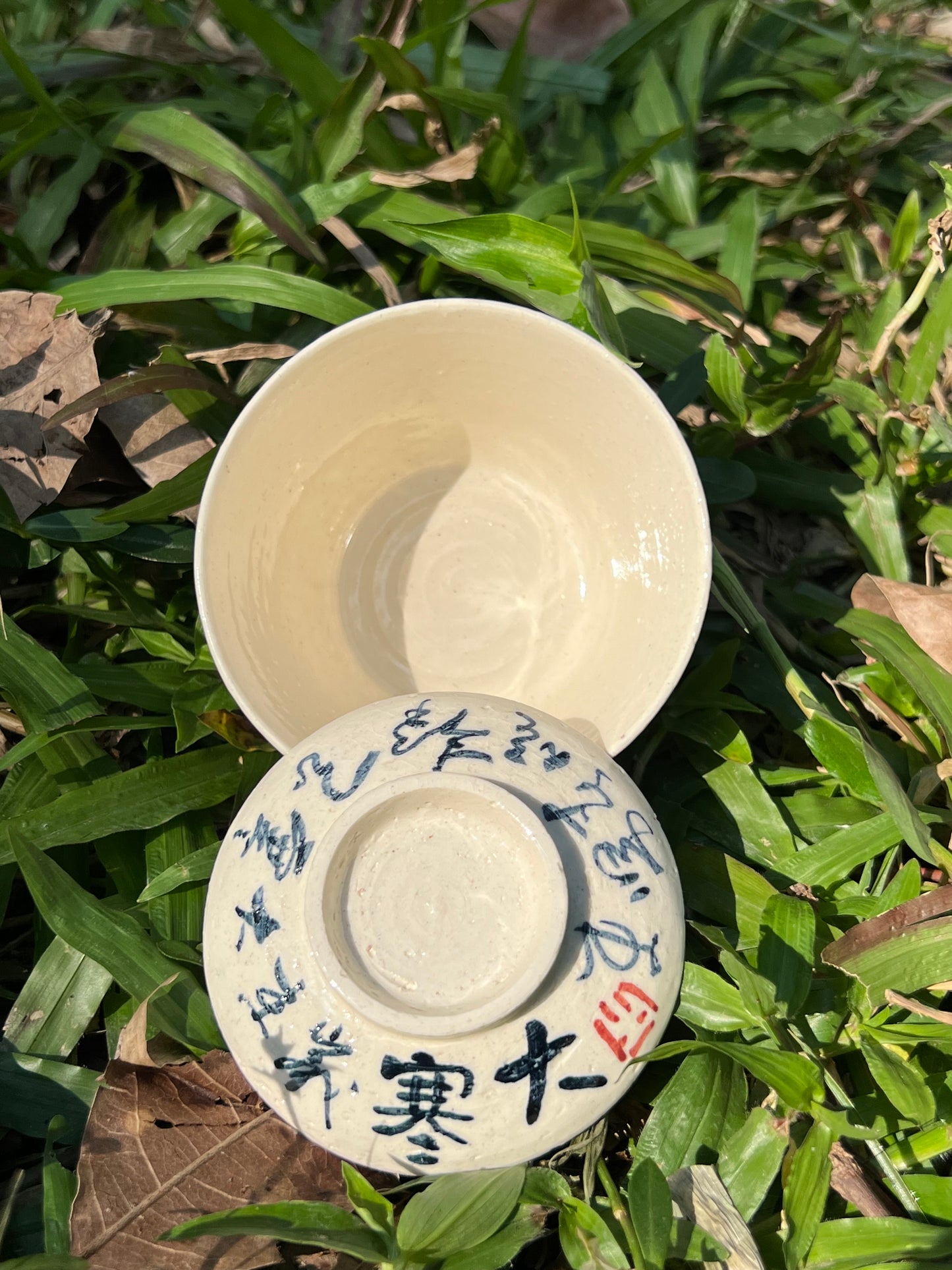 Handpainted Chinese Gongfu Tea Pattern White Fine Pottery Gaiwan Jingdezhen Master Pottery Artwork