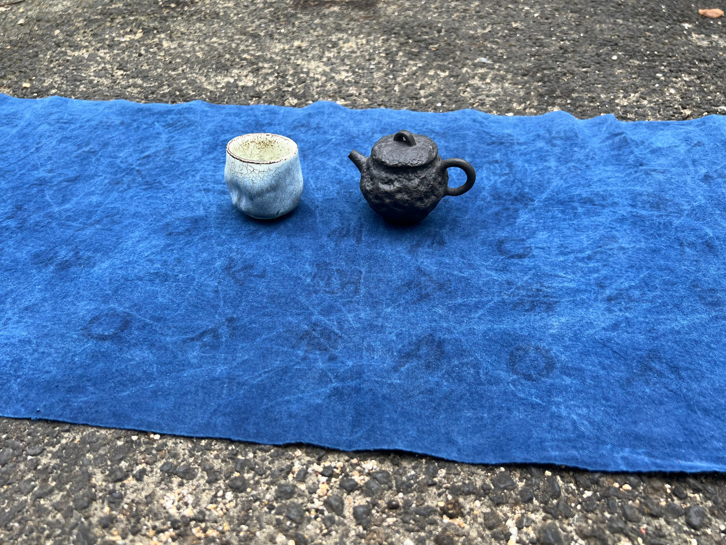 Hand Dyed Indigo Dye Tea Table Cloth Natura Cotton Dye Blue Color Chabu Chaxi