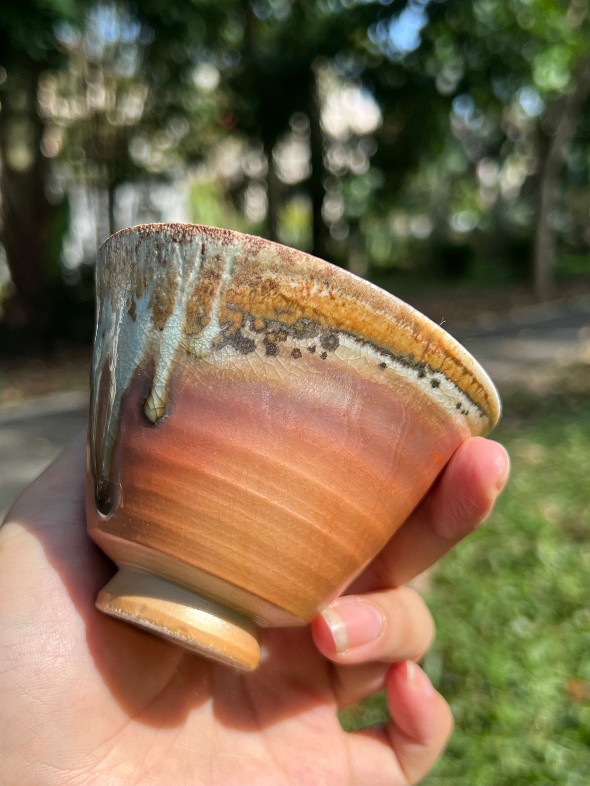 This is a woodfired pottery teacup