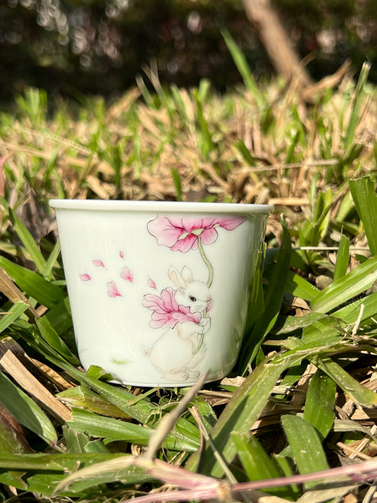 Hand Painted Chinese Rabbit Teacup Jingdezhen Master Ceramic Artwork