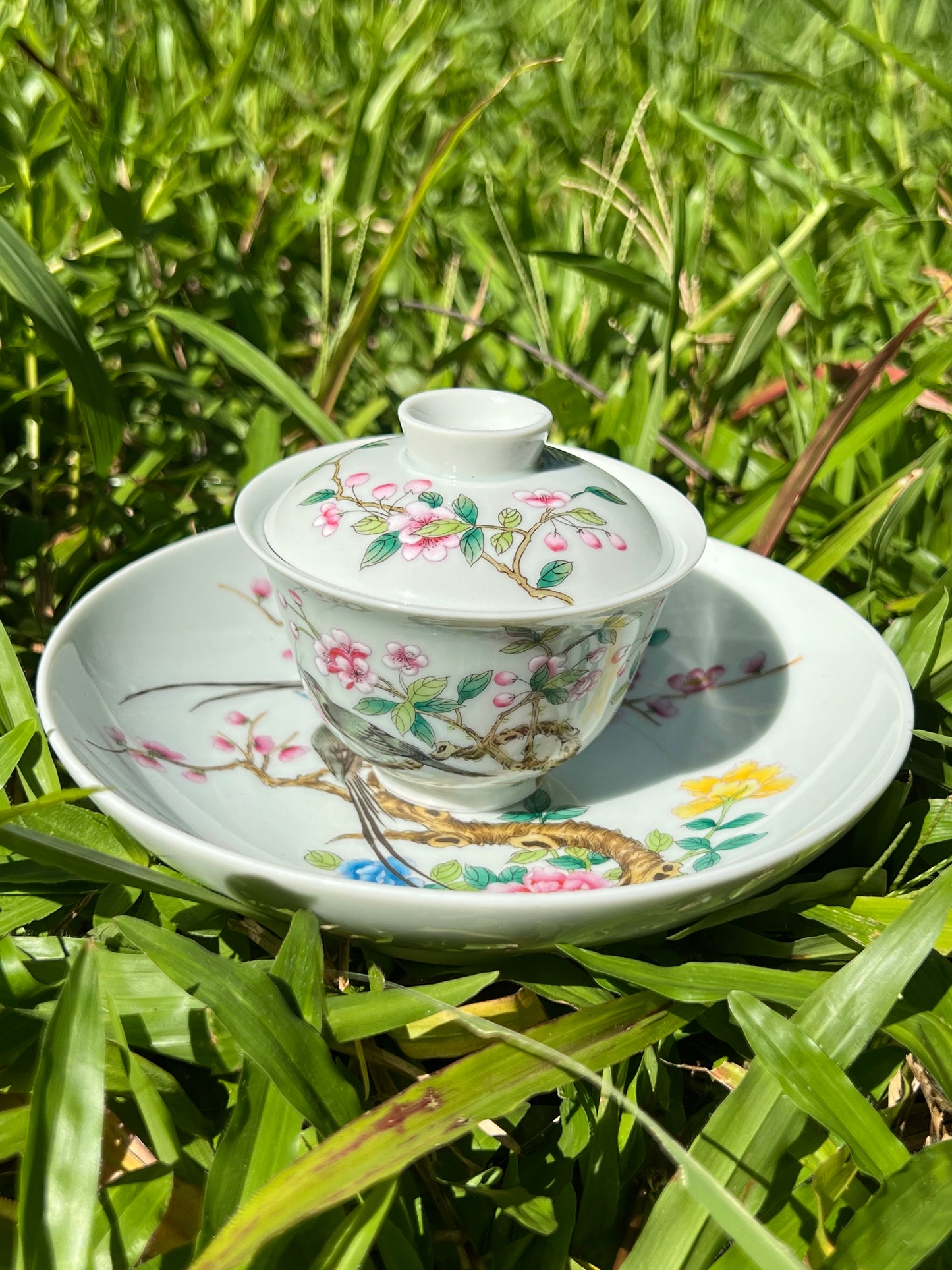 Handcrafted Chinese Handpainted Chinese Flower Bird Famille Rose Tea Tray Tea Boat Jingdezhen Master Ceramic Artwork