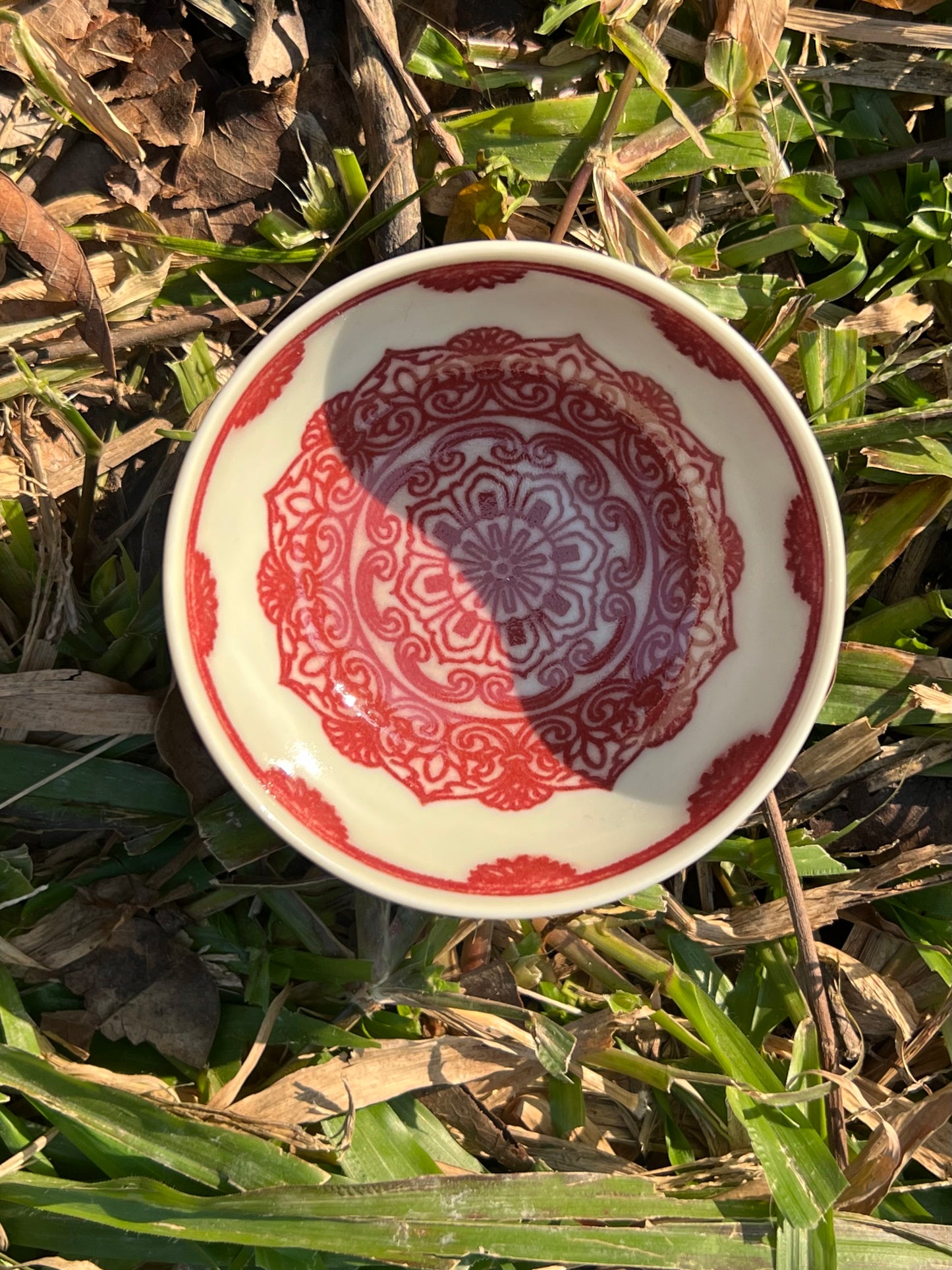 Hand Painted Chinese Baoxiang Flower Pattern Teacup Underglaze Red Teacup Jingdezhen Master Ceramic Teacup